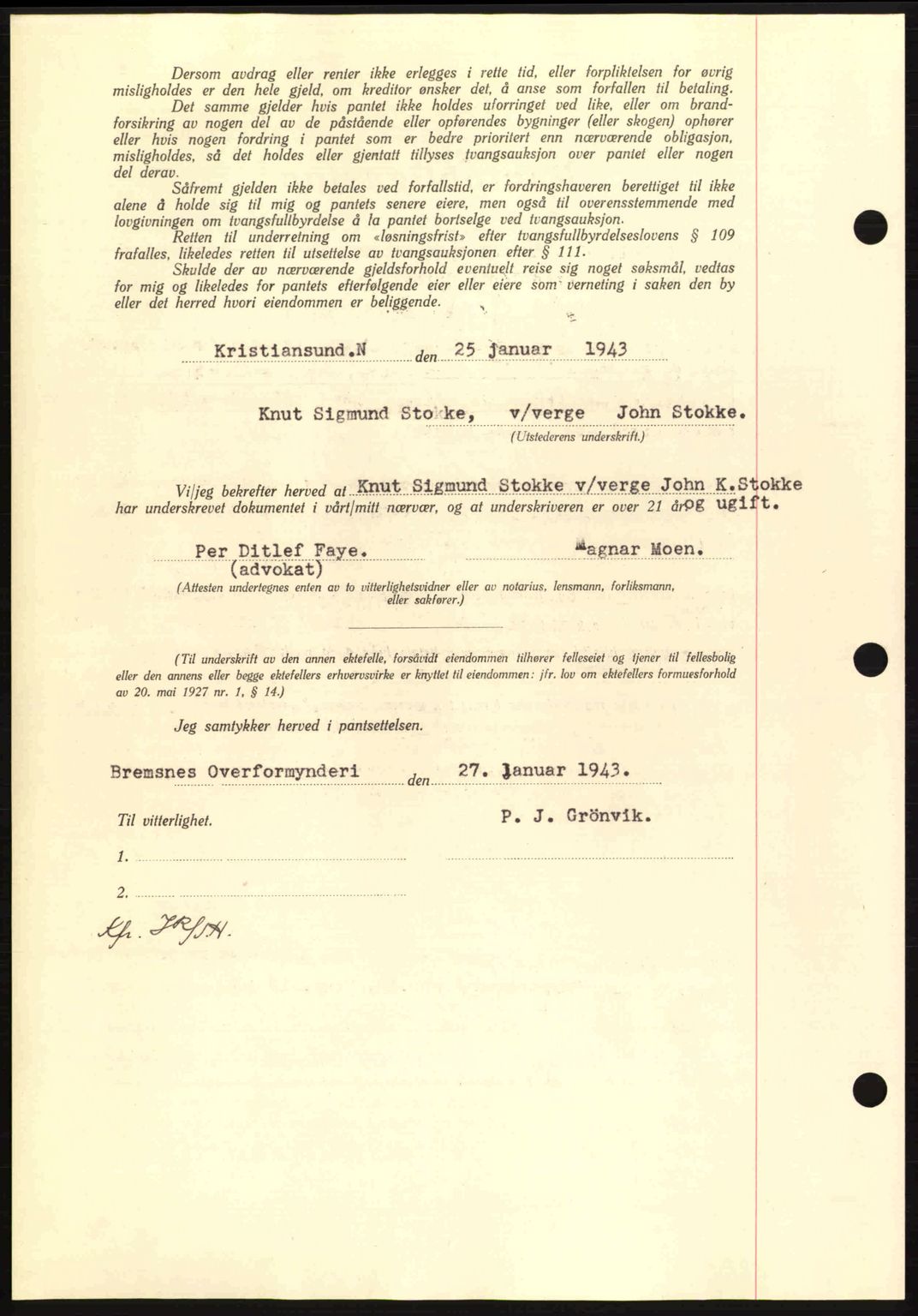 Nordmøre sorenskriveri, AV/SAT-A-4132/1/2/2Ca: Mortgage book no. B90, 1942-1943, Diary no: : 287/1943