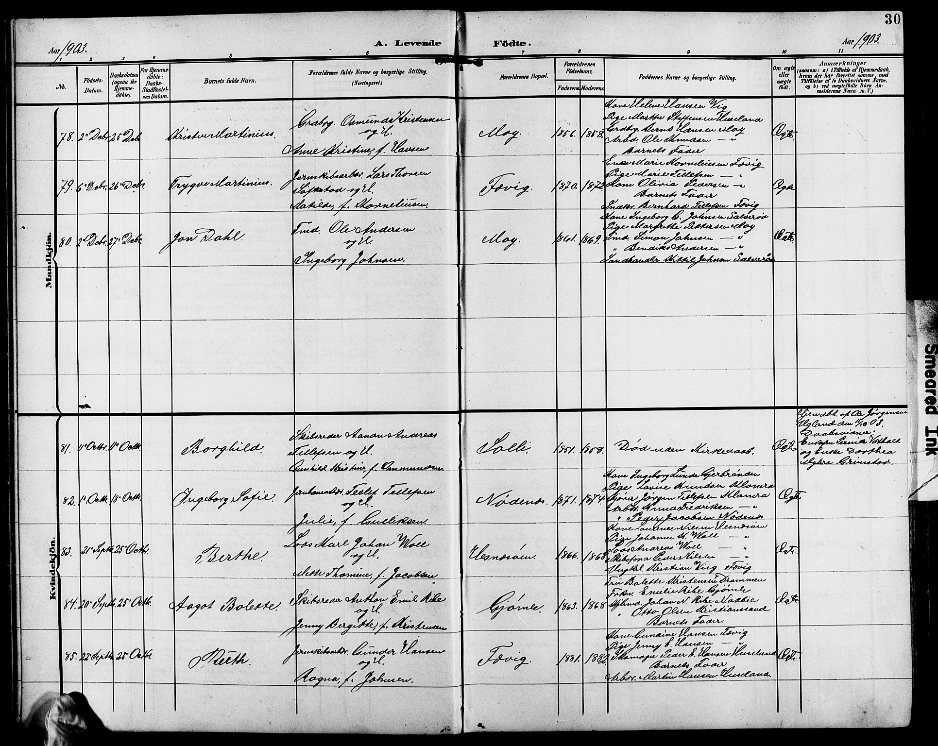 Fjære sokneprestkontor, SAK/1111-0011/F/Fb/L0012: Parish register (copy) no. B 12, 1902-1925, p. 30