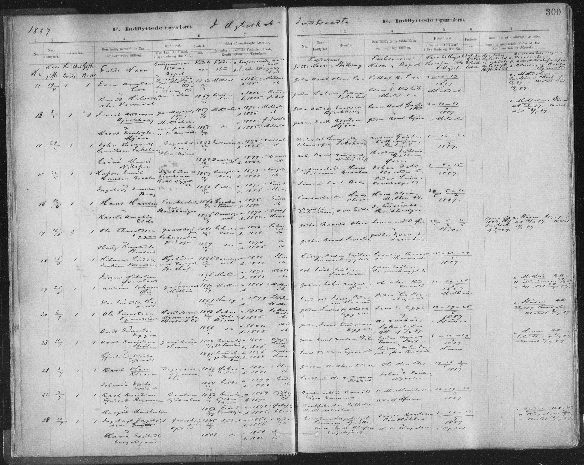 Ministerialprotokoller, klokkerbøker og fødselsregistre - Sør-Trøndelag, AV/SAT-A-1456/603/L0163: Parish register (official) no. 603A02, 1879-1895, p. 300