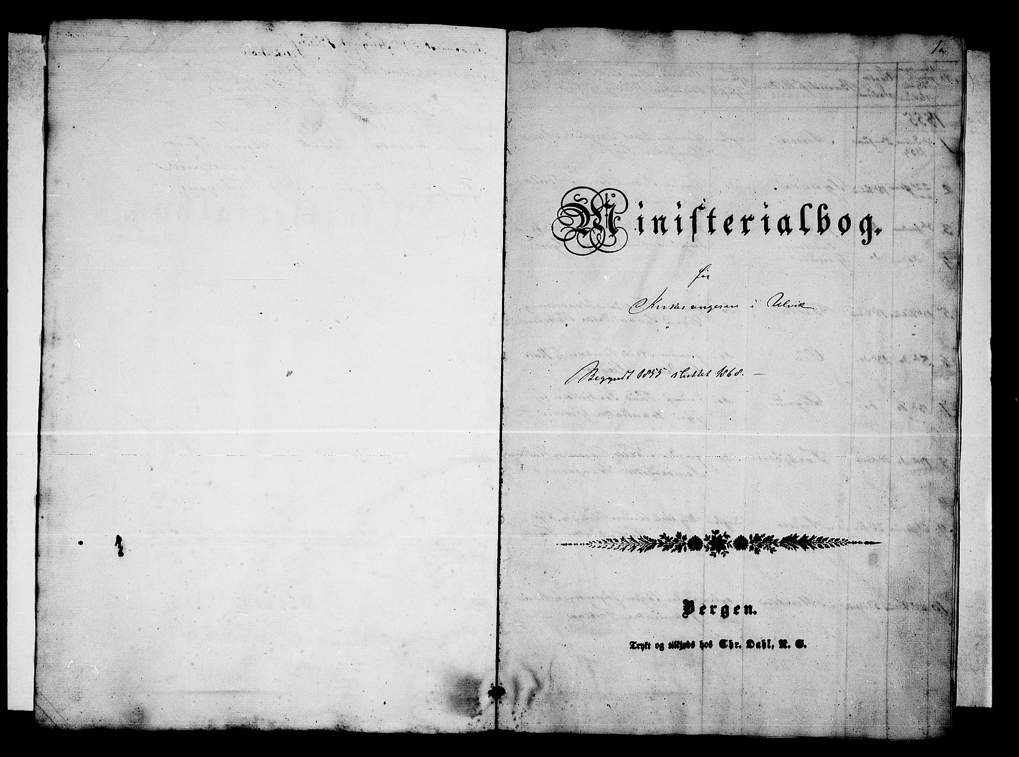 Ulvik sokneprestembete, AV/SAB-A-78801/H/Hab: Parish register (copy) no. A 1, 1855-1868, p. 1