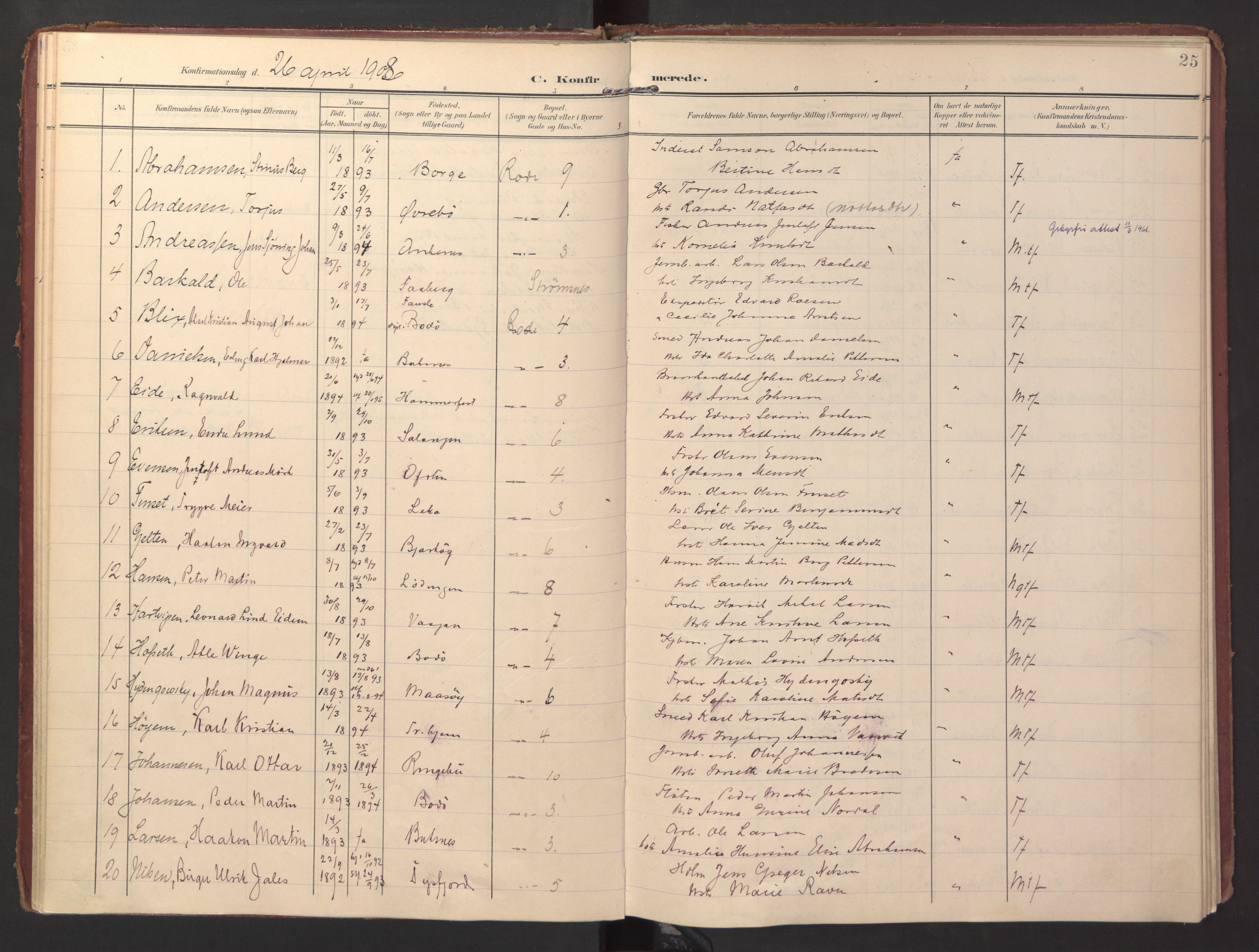 Ministerialprotokoller, klokkerbøker og fødselsregistre - Nordland, SAT/A-1459/871/L0998: Parish register (official) no. 871A14, 1902-1921, p. 25