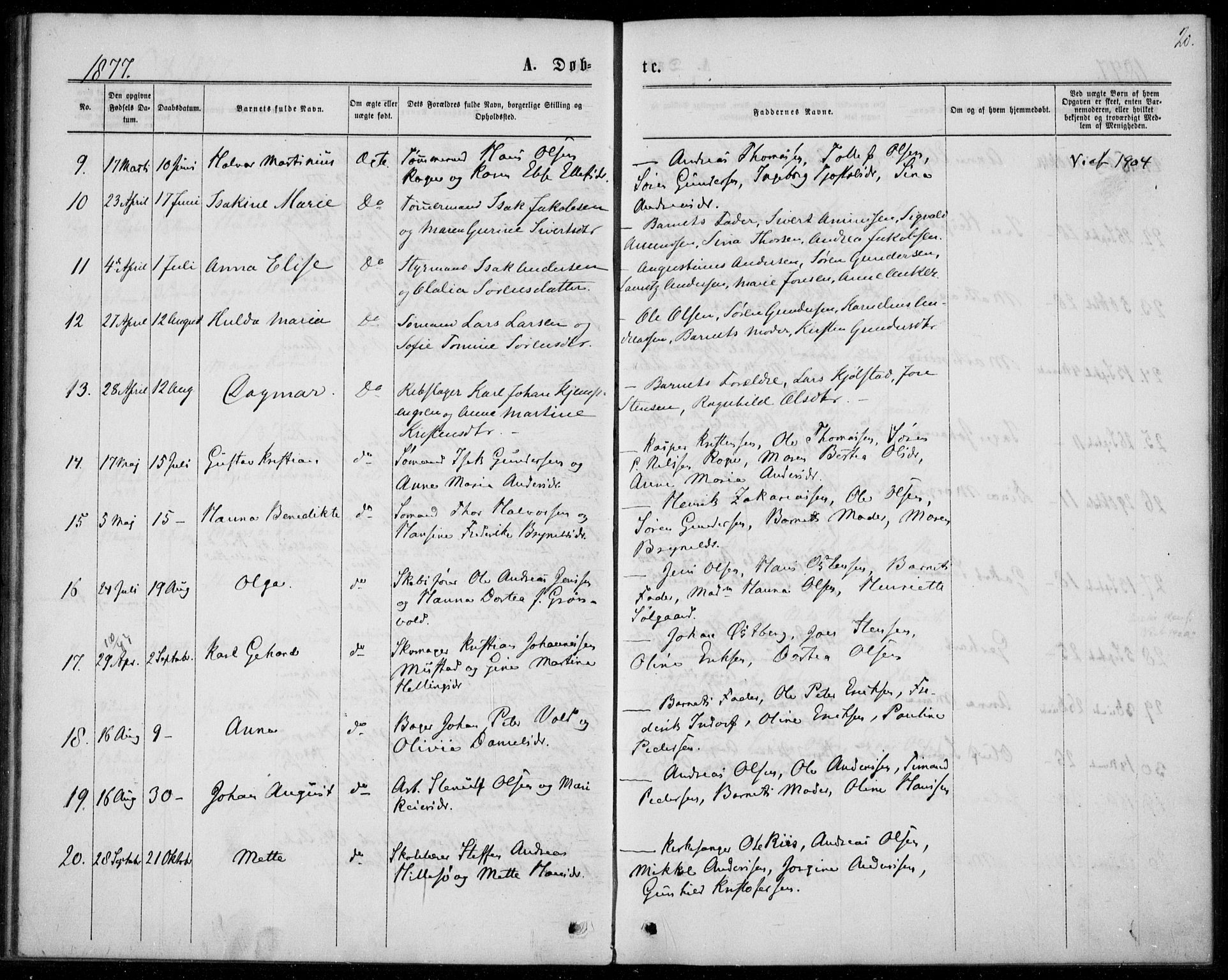 Langesund kirkebøker, SAKO/A-280/F/Fa/L0001: Parish register (official) no. 1, 1870-1877, p. 20