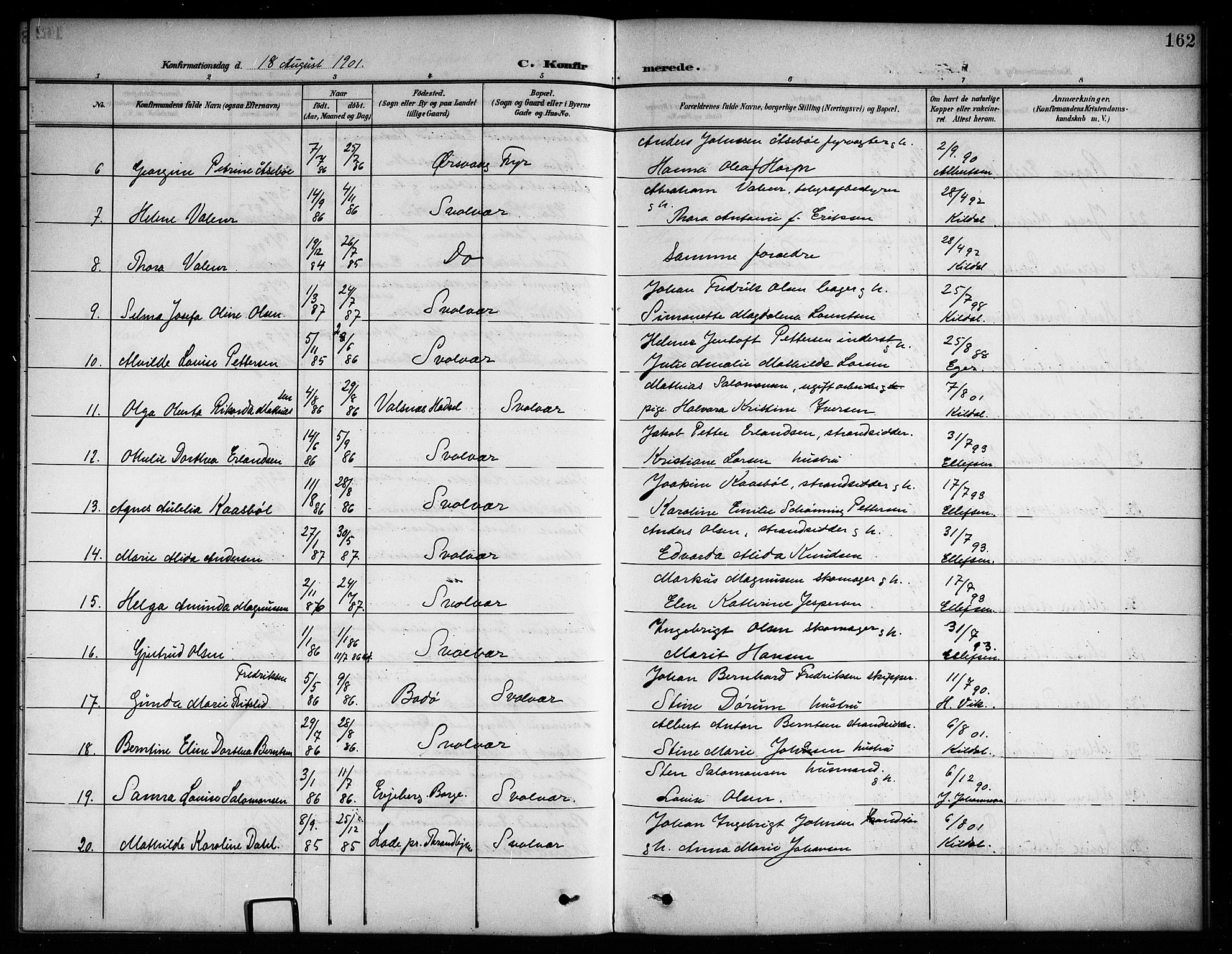 Ministerialprotokoller, klokkerbøker og fødselsregistre - Nordland, AV/SAT-A-1459/874/L1078: Parish register (copy) no. 874C07, 1900-1907, p. 162