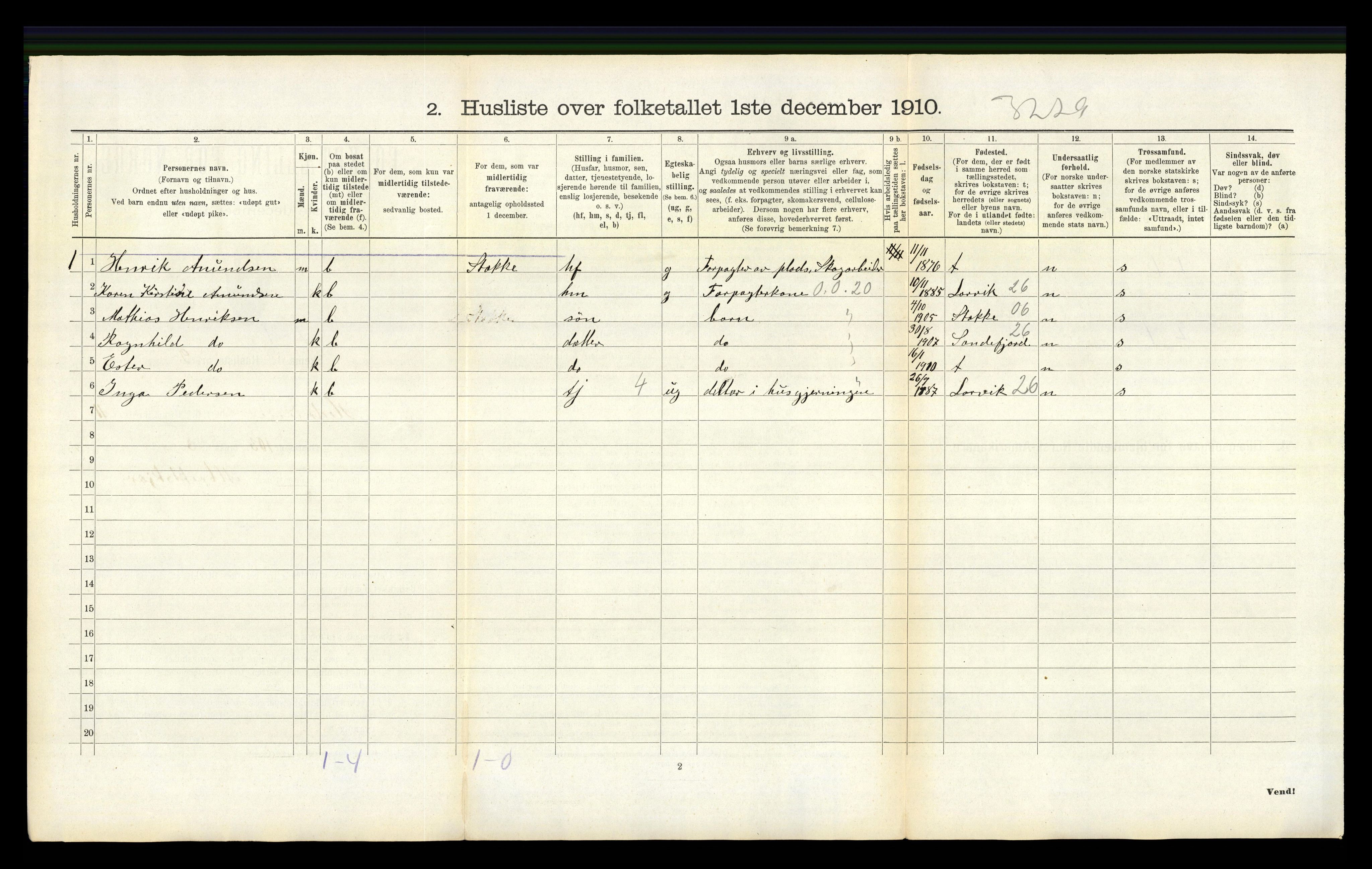 RA, 1910 census for Hedrum, 1910, p. 1175