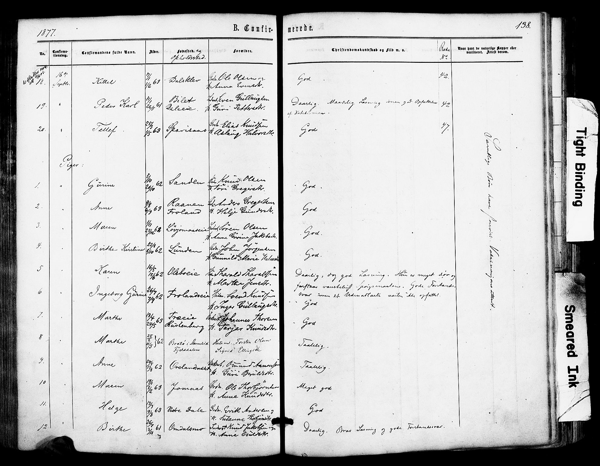 Froland sokneprestkontor, SAK/1111-0013/F/Fa/L0003: Parish register (official) no. A 3, 1864-1881, p. 138