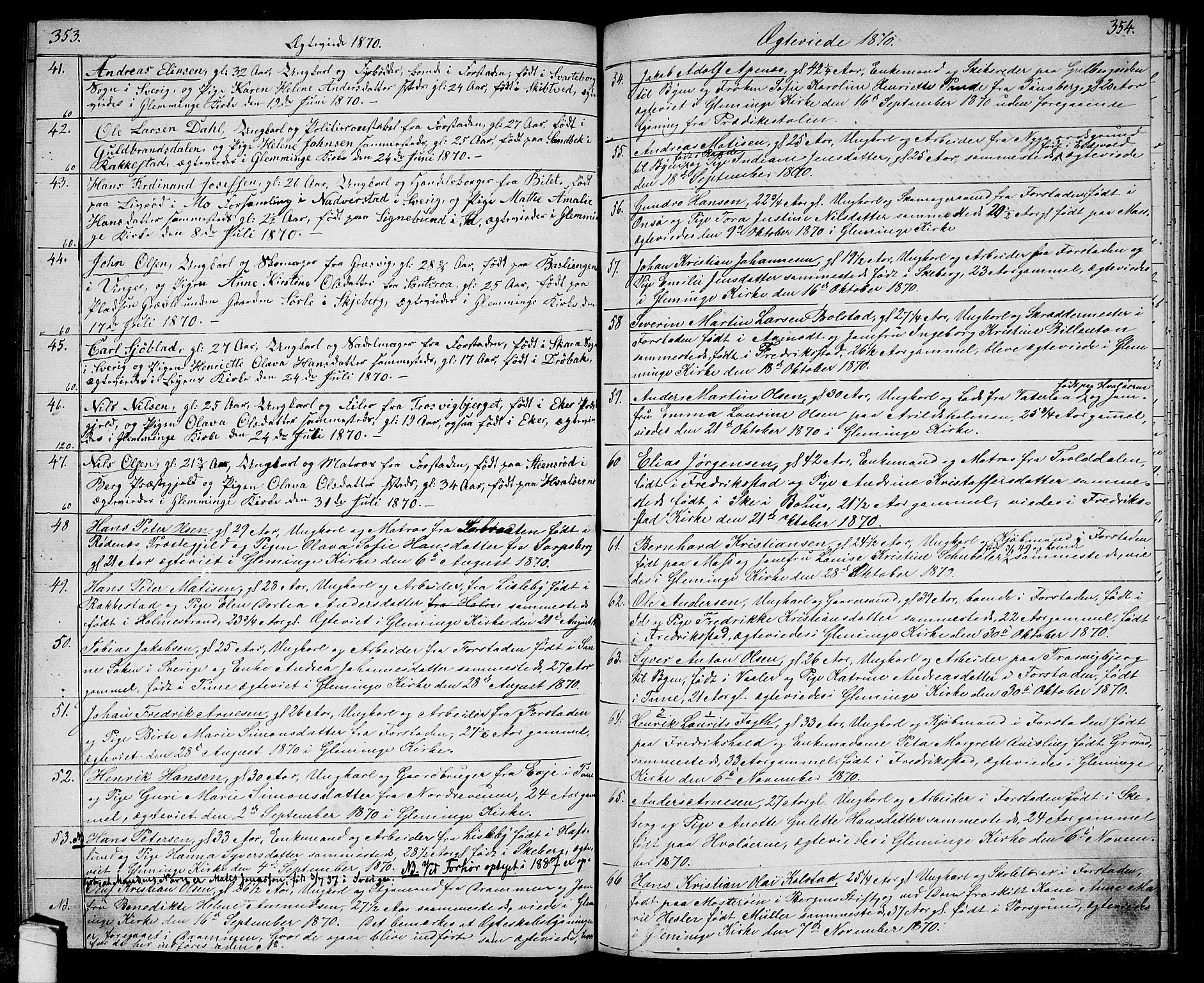 Glemmen prestekontor Kirkebøker, SAO/A-10908/G/Ga/L0004: Parish register (copy) no. 4, 1867-1875, p. 353-354