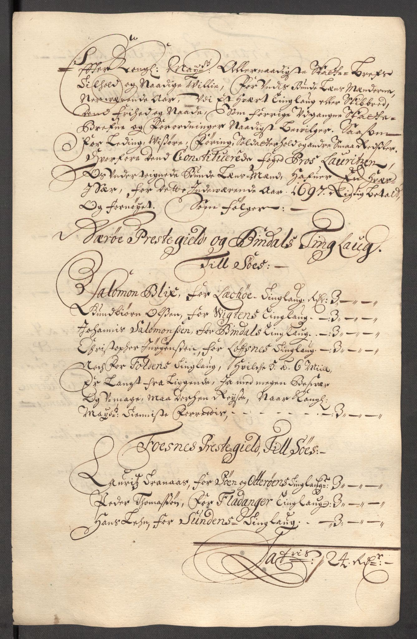 Rentekammeret inntil 1814, Reviderte regnskaper, Fogderegnskap, RA/EA-4092/R64/L4425: Fogderegnskap Namdal, 1696-1698, p. 254