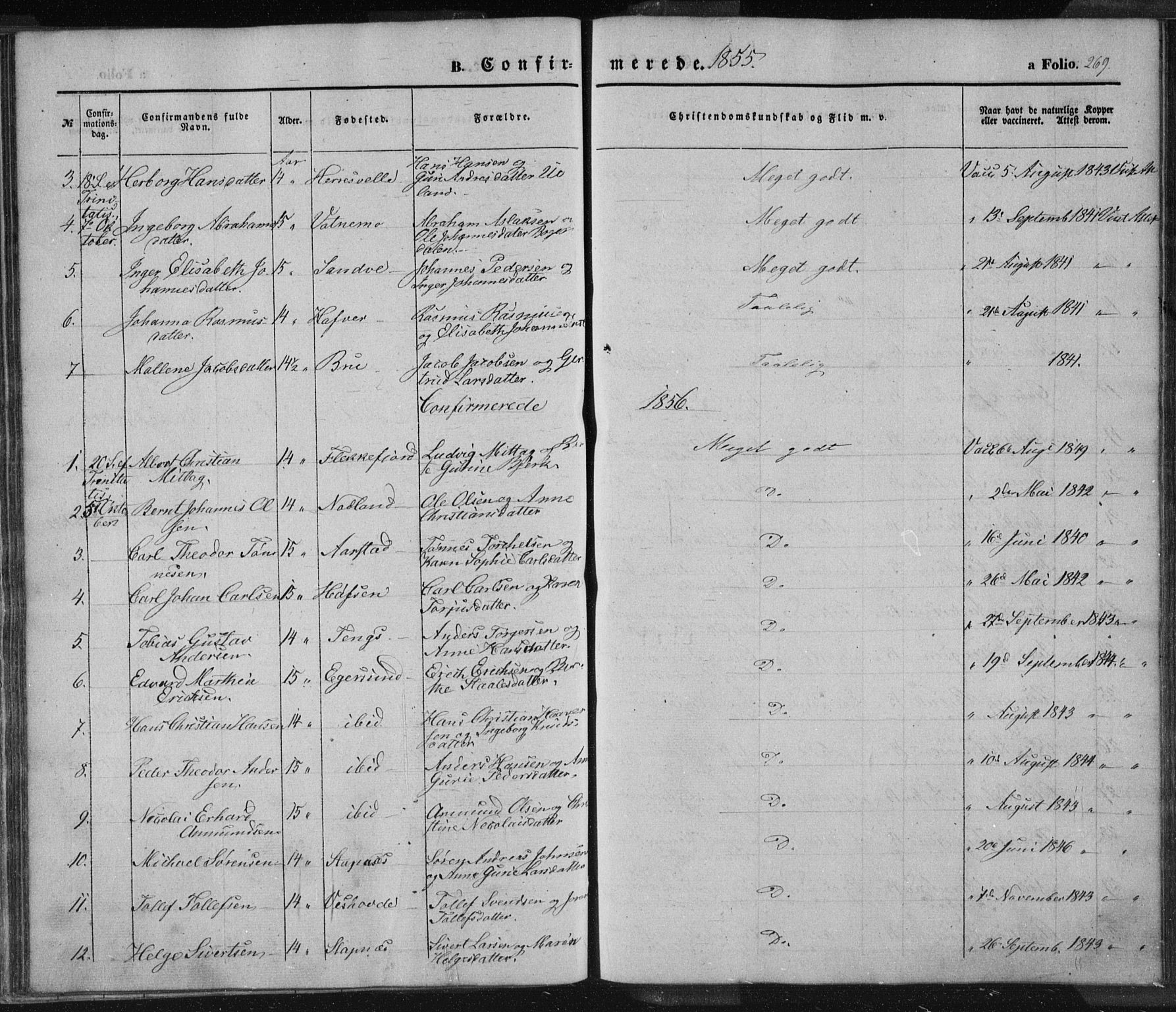 Eigersund sokneprestkontor, SAST/A-101807/S08/L0012: Parish register (official) no. A 12.1, 1850-1865, p. 269