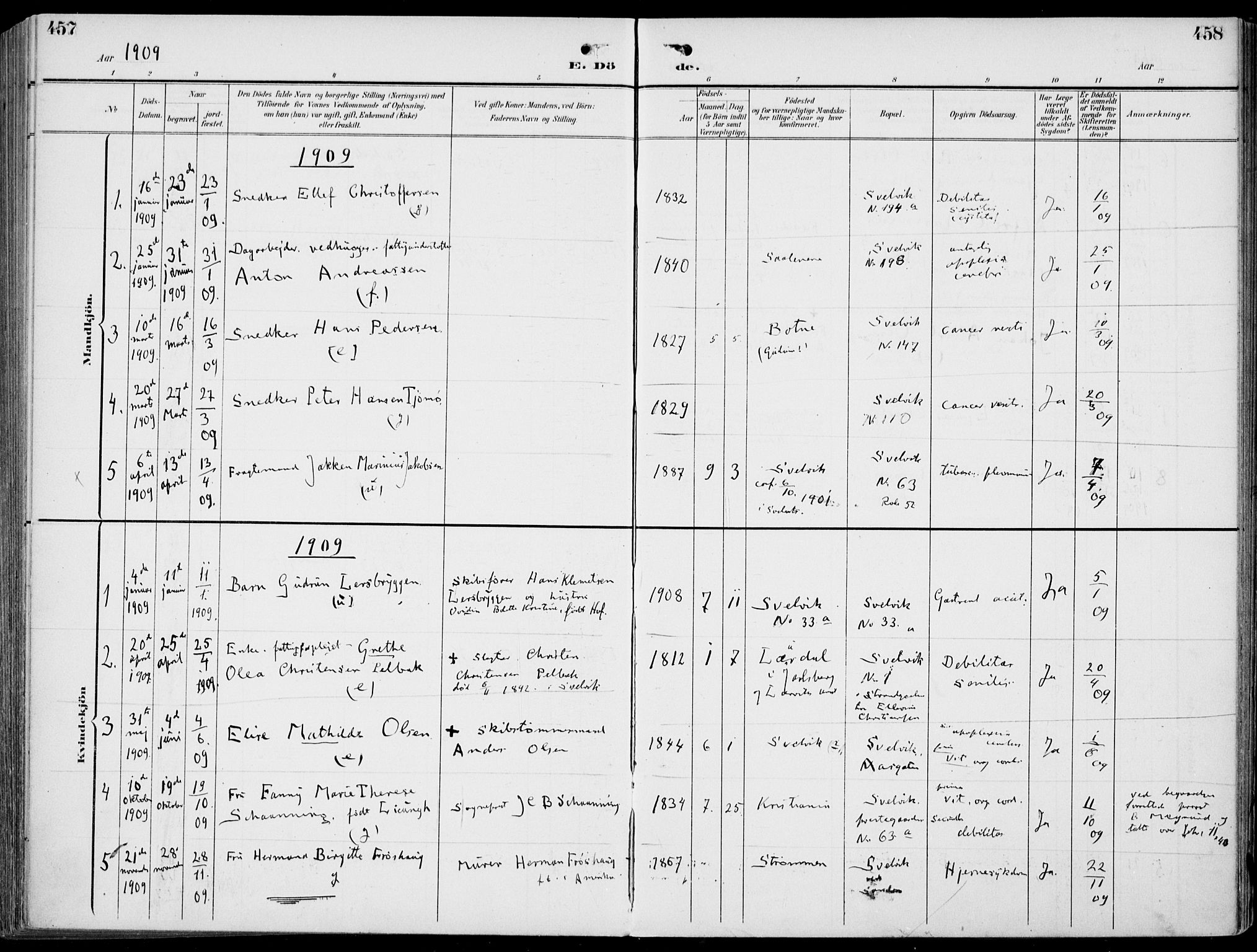 Strømm kirkebøker, AV/SAKO-A-322/F/Fb/L0002: Parish register (official) no. II 2, 1900-1919, p. 457-458