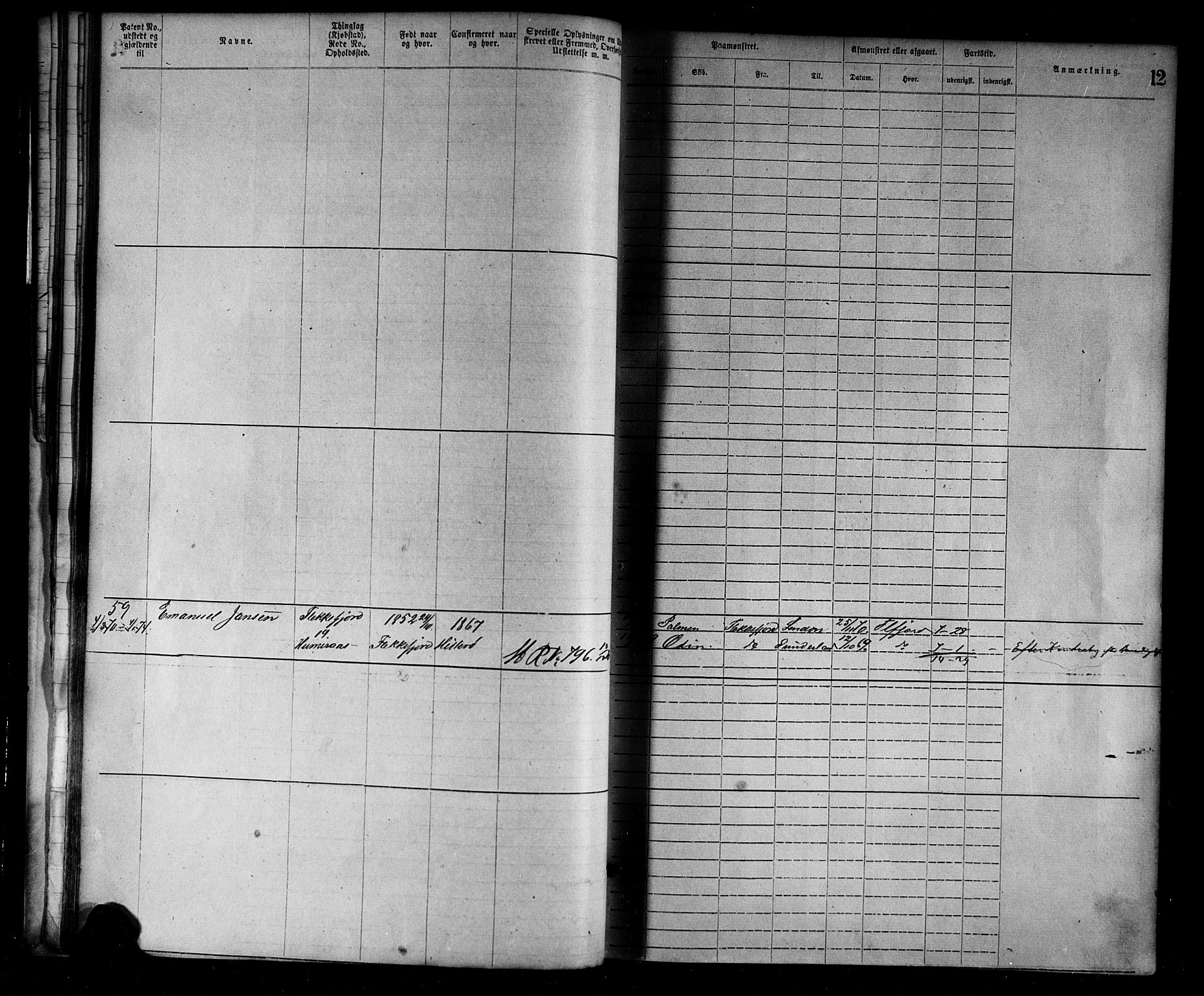 Flekkefjord mønstringskrets, SAK/2031-0018/F/Fa/L0002: Annotasjonsrulle nr 1-1920 med register, N-2, 1870-1891, p. 32