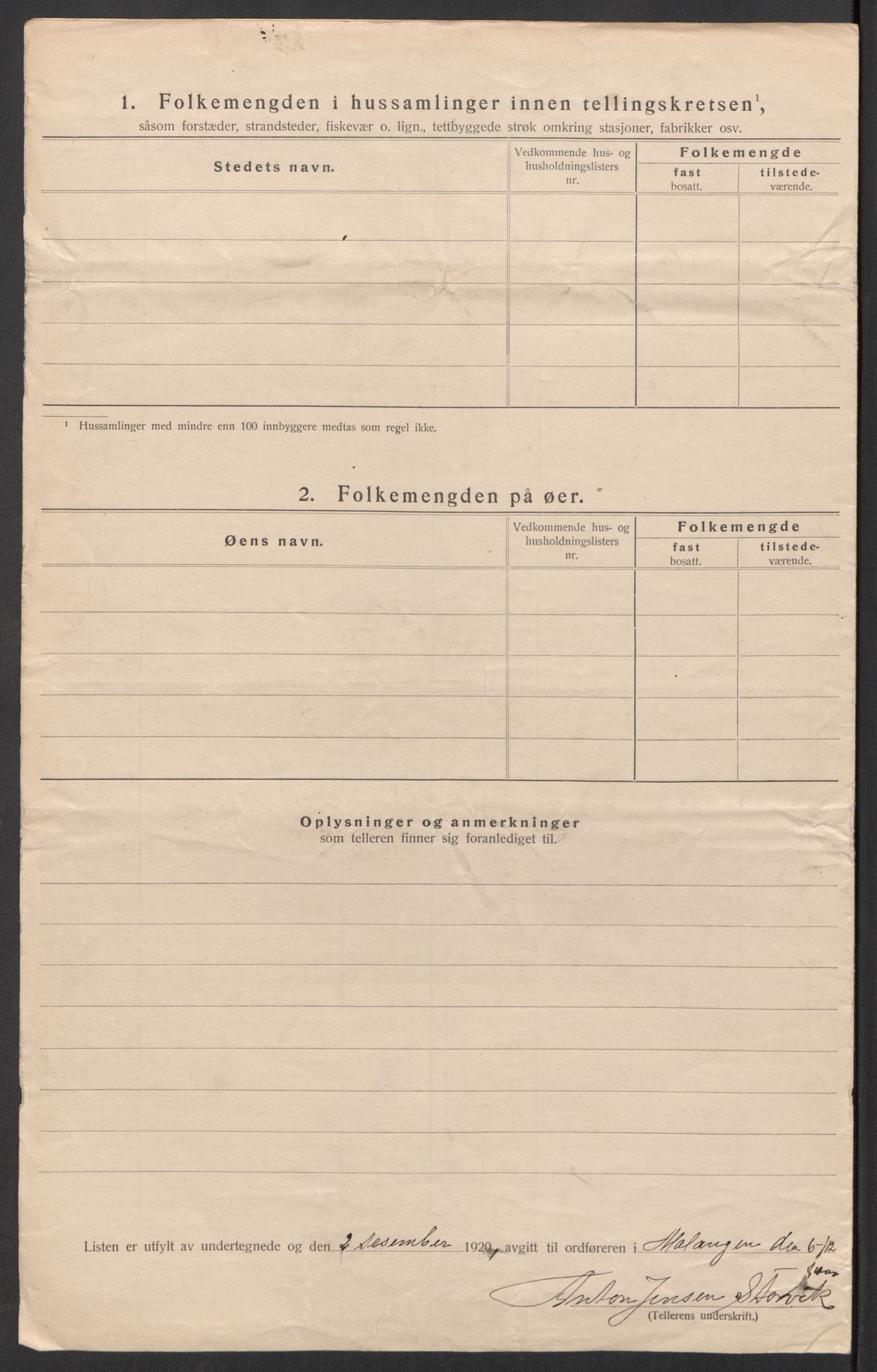 SATØ, 1920 census for Malangen, 1920, p. 41