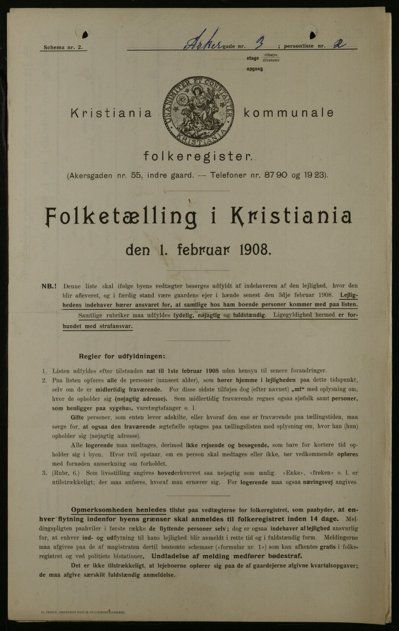 OBA, Municipal Census 1908 for Kristiania, 1908, p. 2624