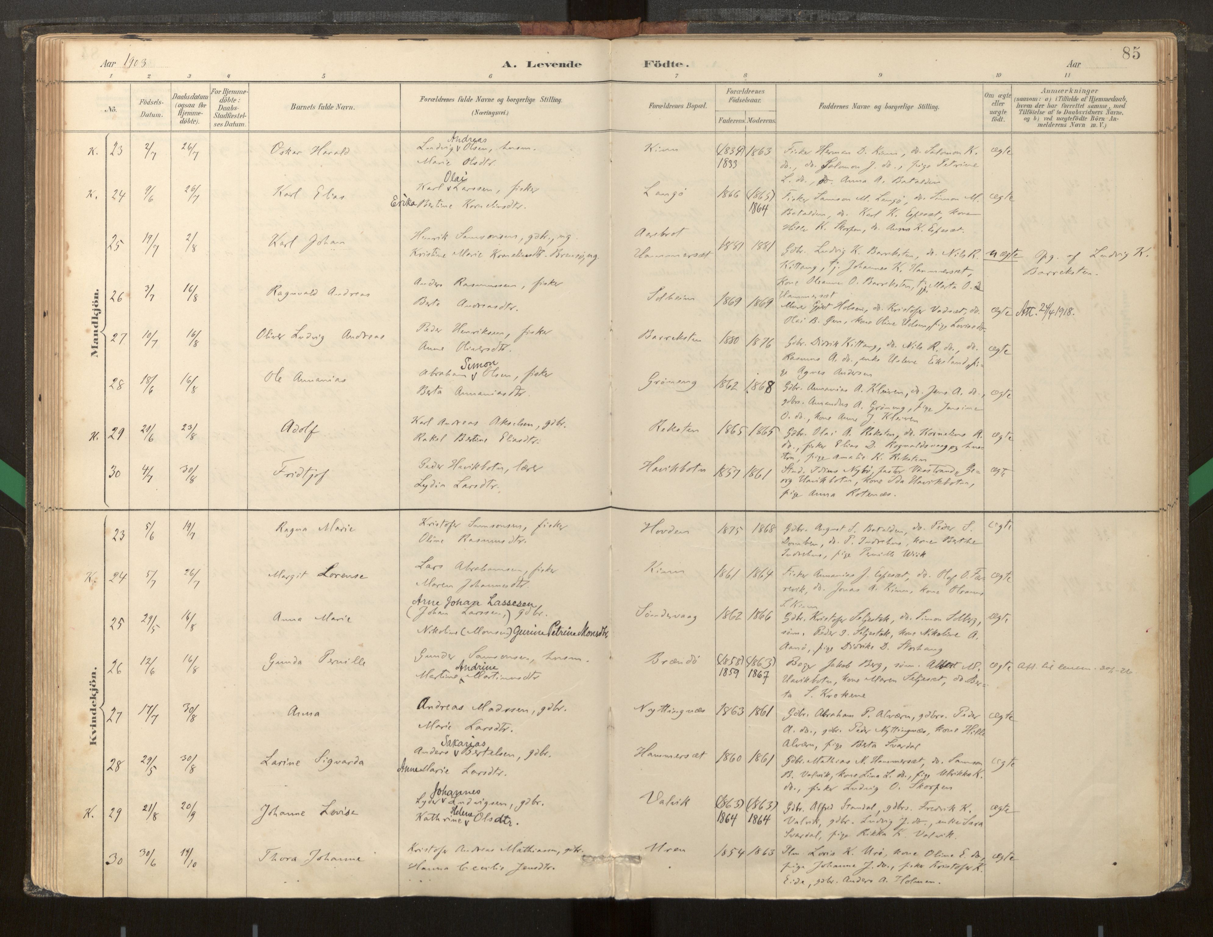 Kinn sokneprestembete, AV/SAB-A-80801/H/Haa/Haab/L0001: Parish register (official) no. B 1, 1886-1921, p. 85