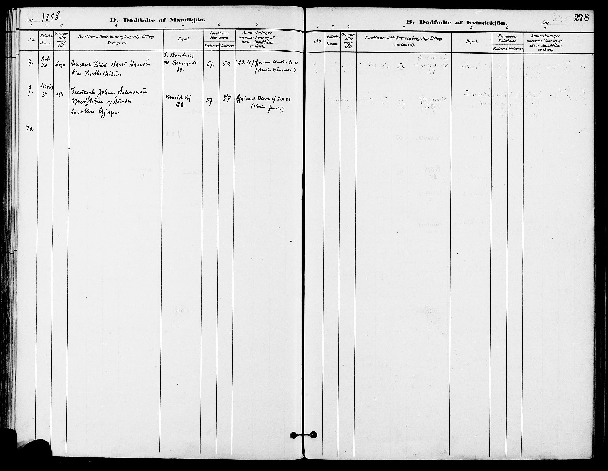 Gamle Aker prestekontor Kirkebøker, SAO/A-10617a/F/L0008: Parish register (official) no. 8, 1887-1896, p. 278