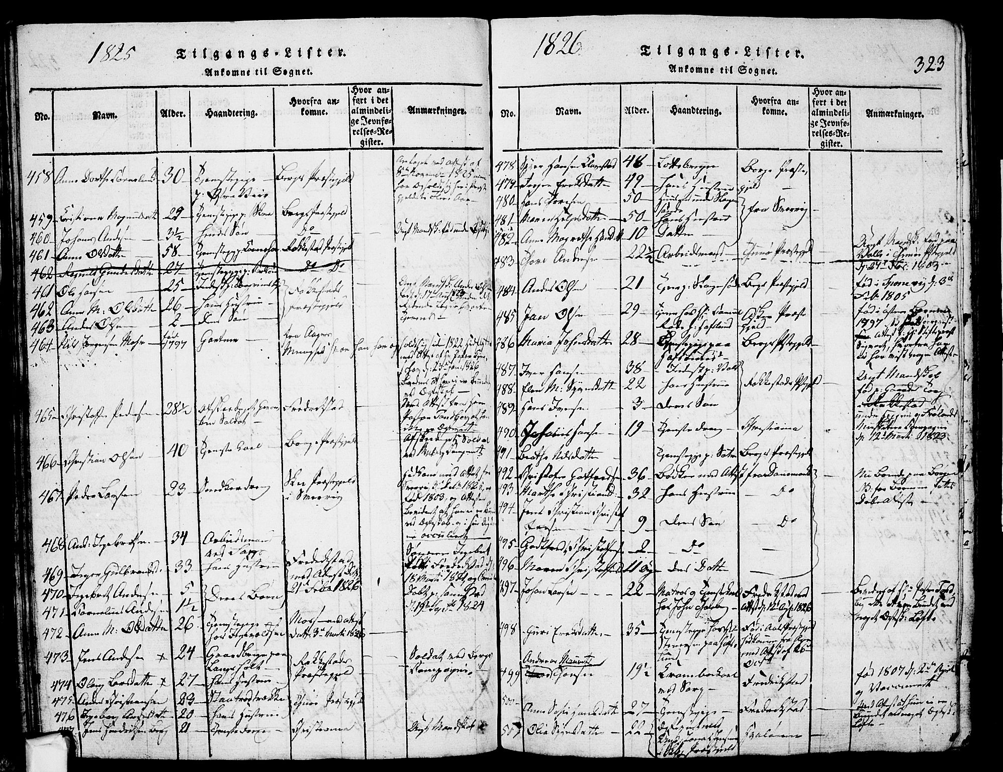 Skjeberg prestekontor Kirkebøker, SAO/A-10923/G/Ga/L0001: Parish register (copy) no. I 1, 1815-1830, p. 323