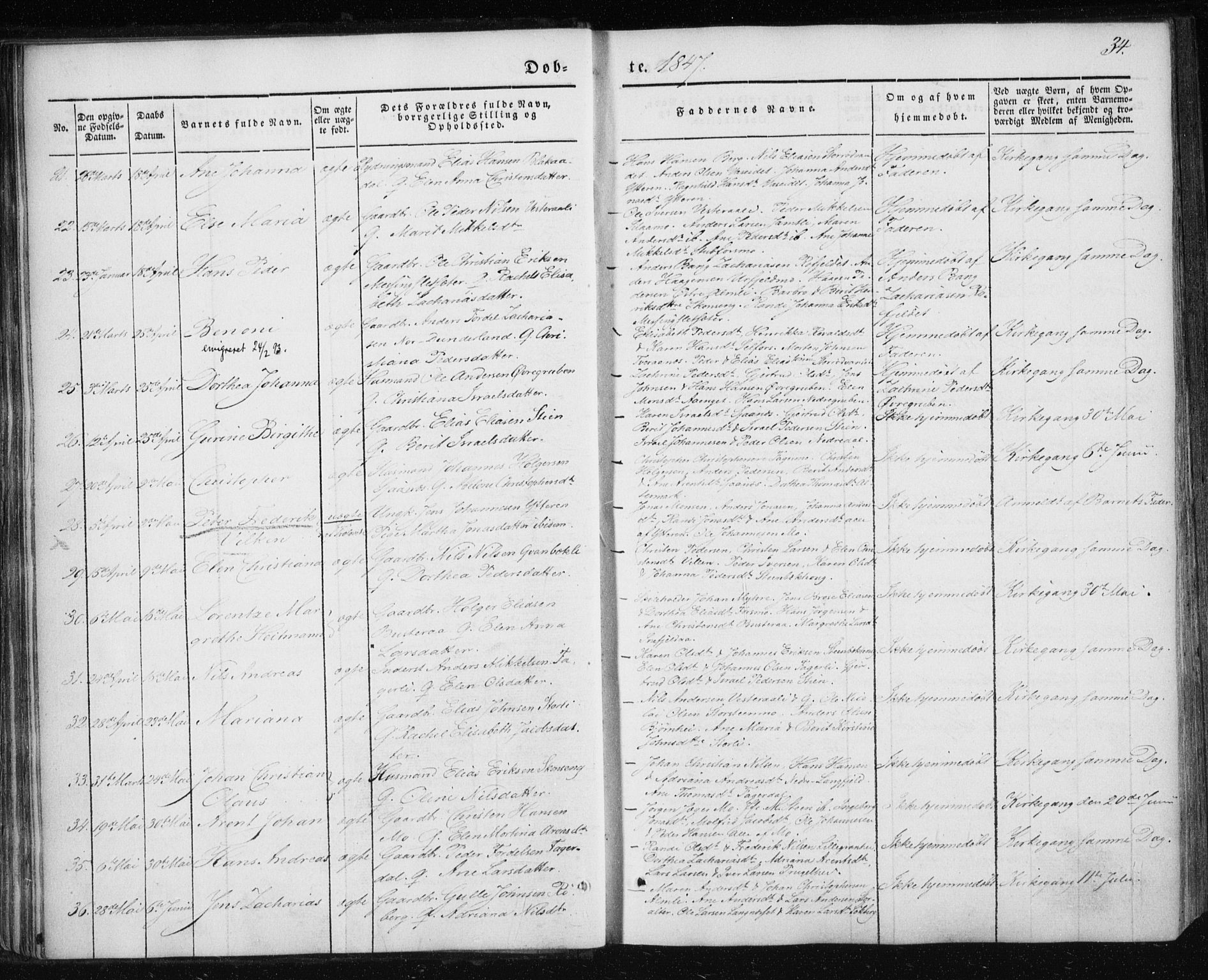 Ministerialprotokoller, klokkerbøker og fødselsregistre - Nordland, AV/SAT-A-1459/827/L0391: Parish register (official) no. 827A03, 1842-1852, p. 34