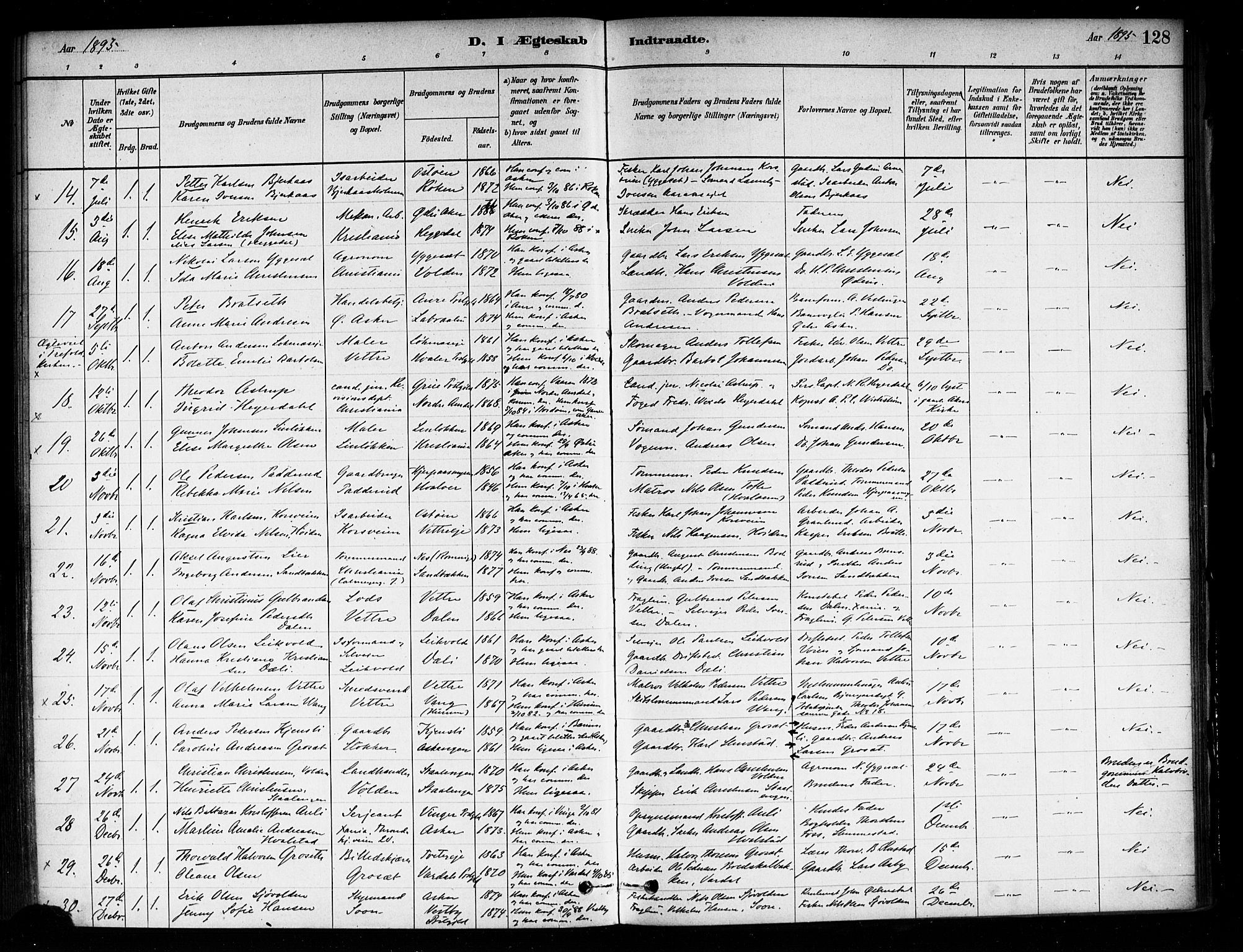Asker prestekontor Kirkebøker, SAO/A-10256a/F/Fa/L0014: Parish register (official) no. I 14, 1879-1900, p. 128