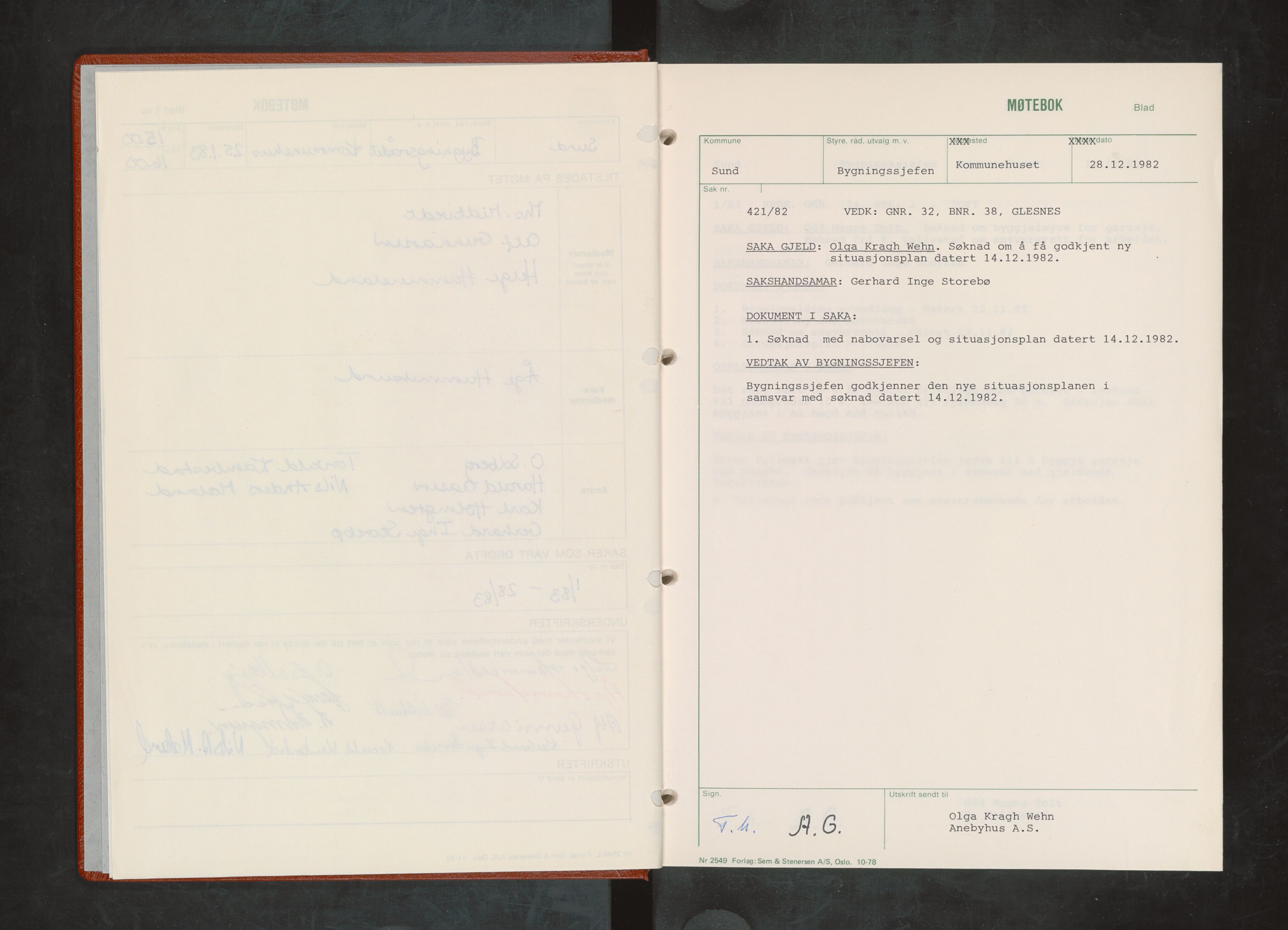 Sund kommune. Bygningsrådet, IKAH/1245-511/A/Aa/L0016: Møtebok for Sund bygningsråd, 1983