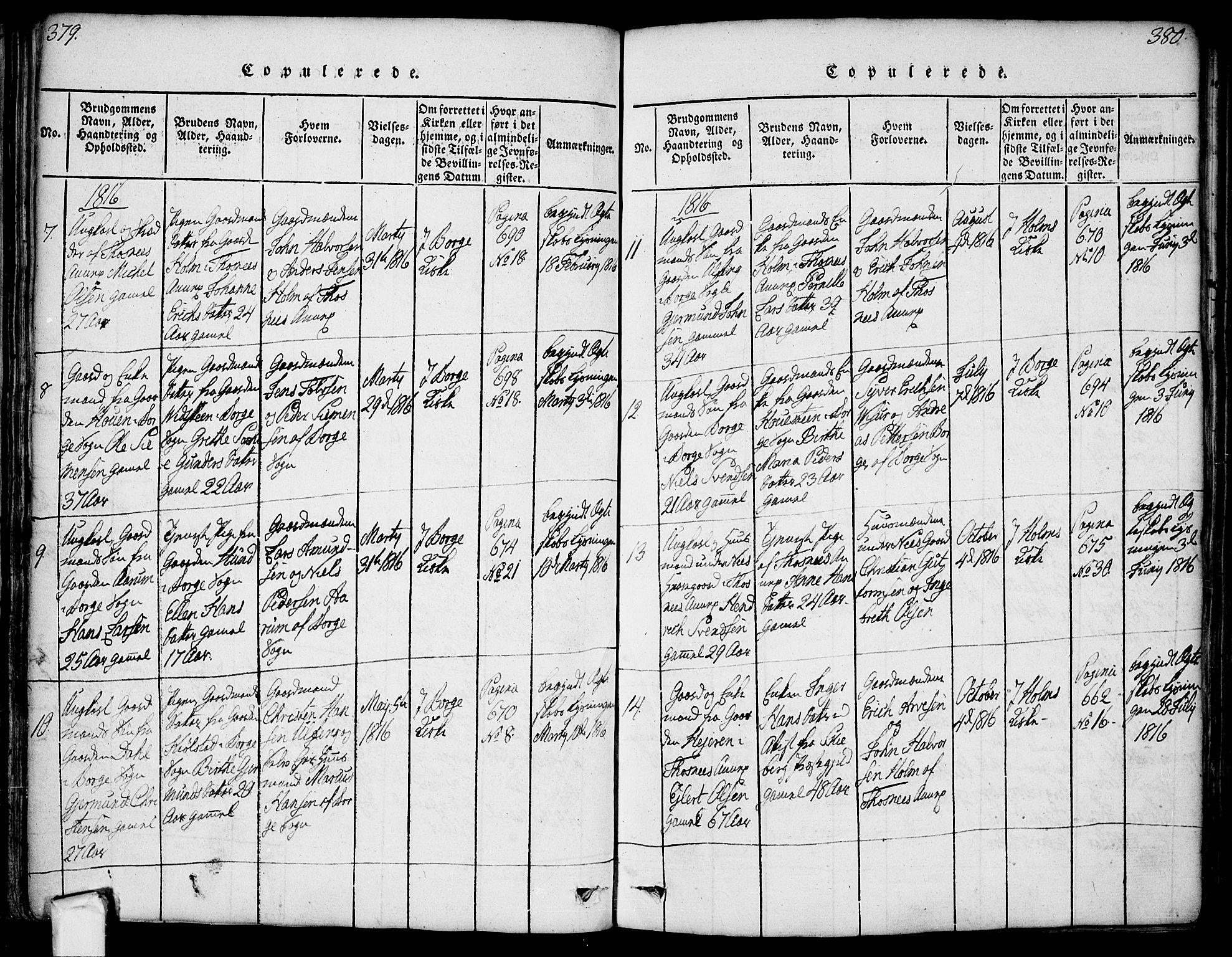 Borge prestekontor Kirkebøker, AV/SAO-A-10903/F/Fa/L0003: Parish register (official) no. I 3, 1815-1836, p. 379-380