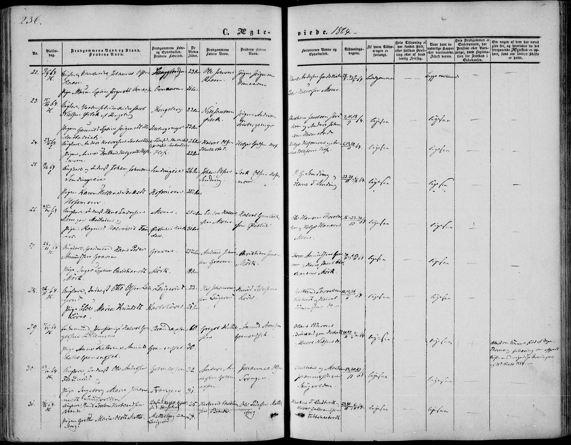 Sandsvær kirkebøker, AV/SAKO-A-244/F/Fa/L0006: Parish register (official) no. I 6, 1857-1868, p. 236