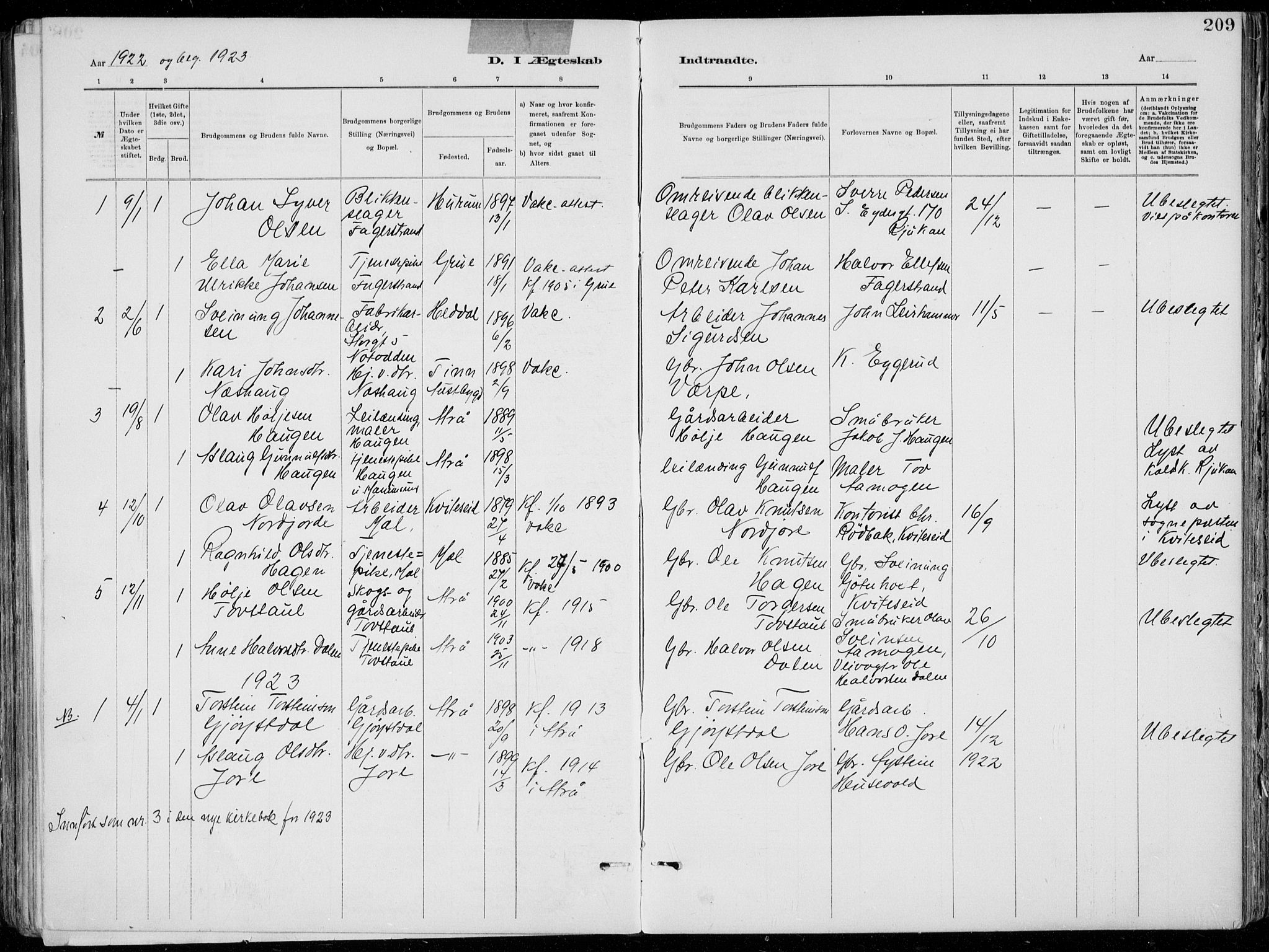 Tinn kirkebøker, SAKO/A-308/F/Fa/L0007: Parish register (official) no. I 7, 1878-1922, p. 209