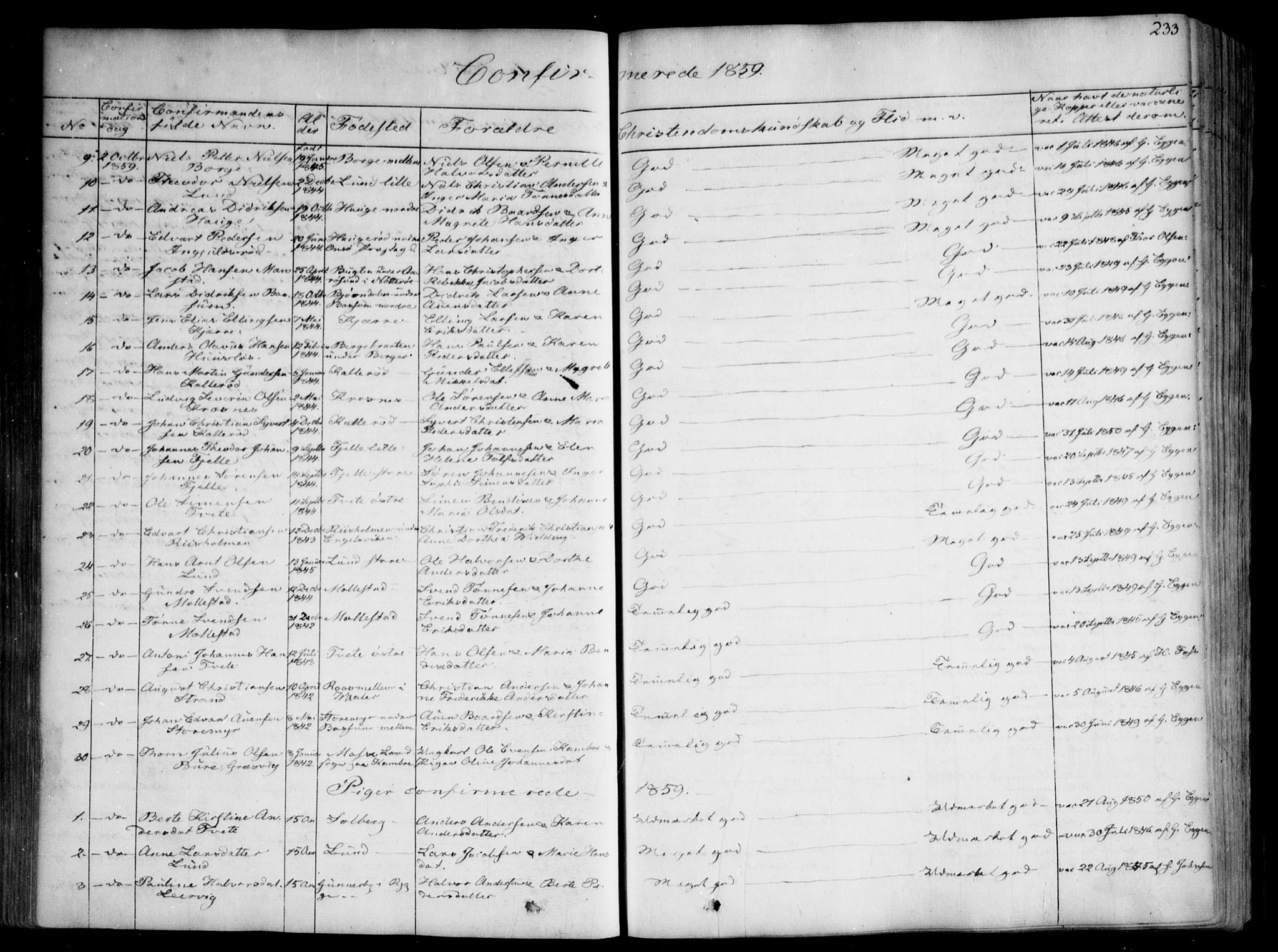 Onsøy prestekontor Kirkebøker, AV/SAO-A-10914/F/Fa/L0003: Parish register (official) no. I 3, 1841-1860, p. 233