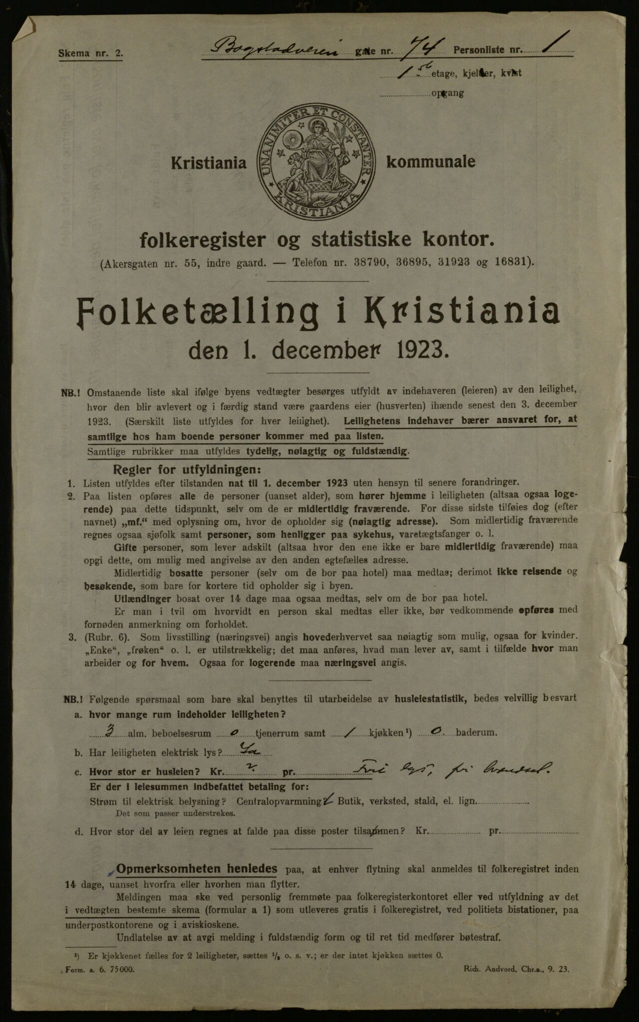 OBA, Municipal Census 1923 for Kristiania, 1923, p. 8676