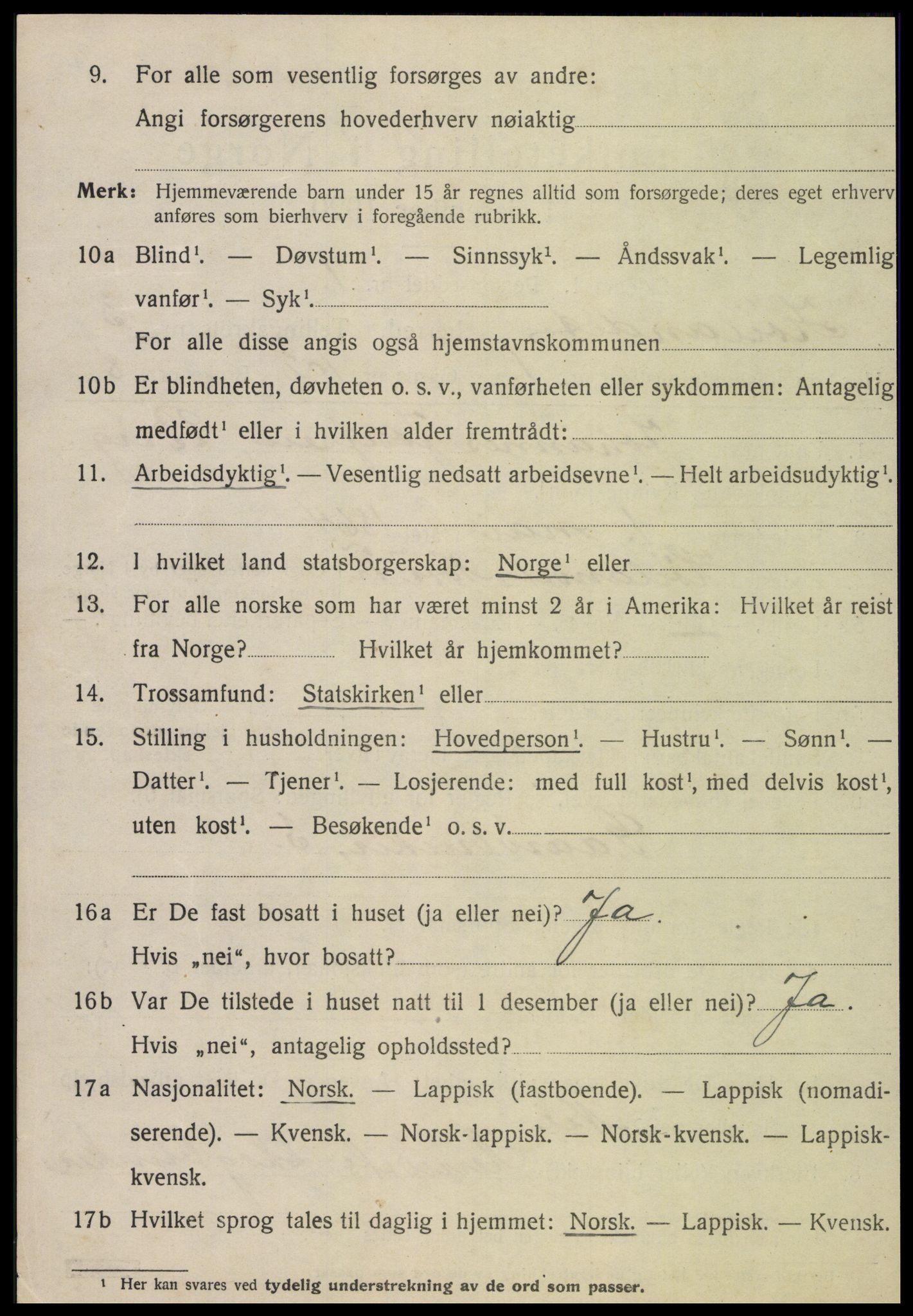 SAT, 1920 census for Høylandet, 1920, p. 1599