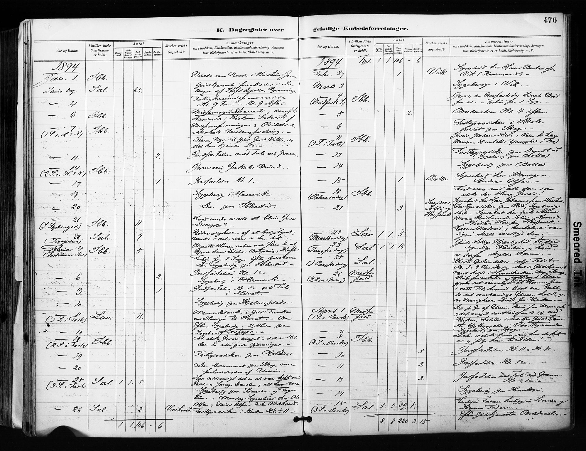 Ibestad sokneprestembete, AV/SATØ-S-0077/H/Ha/Haa/L0012kirke: Parish register (official) no. 12, 1890-1900, p. 476