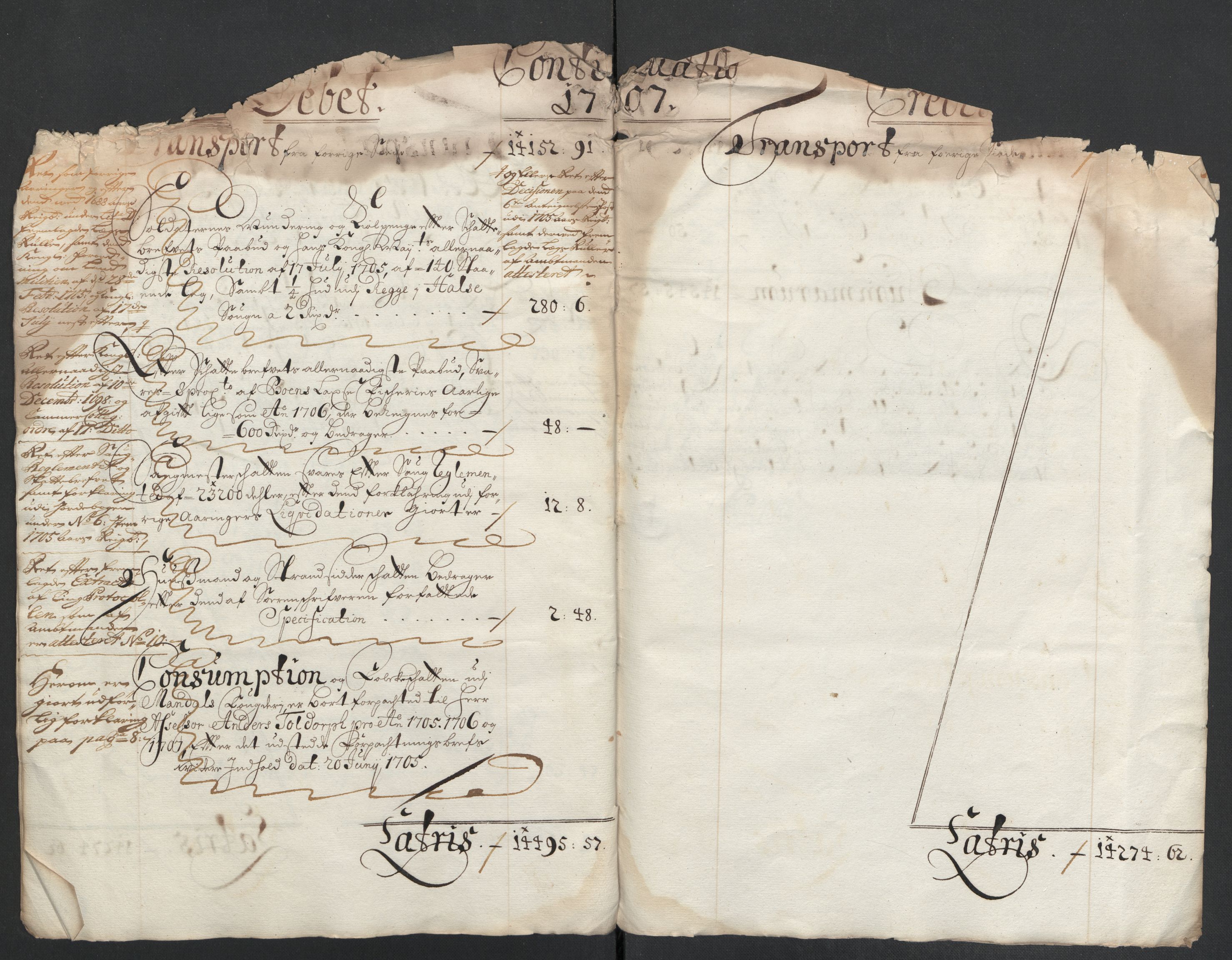 Rentekammeret inntil 1814, Reviderte regnskaper, Fogderegnskap, AV/RA-EA-4092/R43/L2551: Fogderegnskap Lista og Mandal, 1705-1709, p. 419