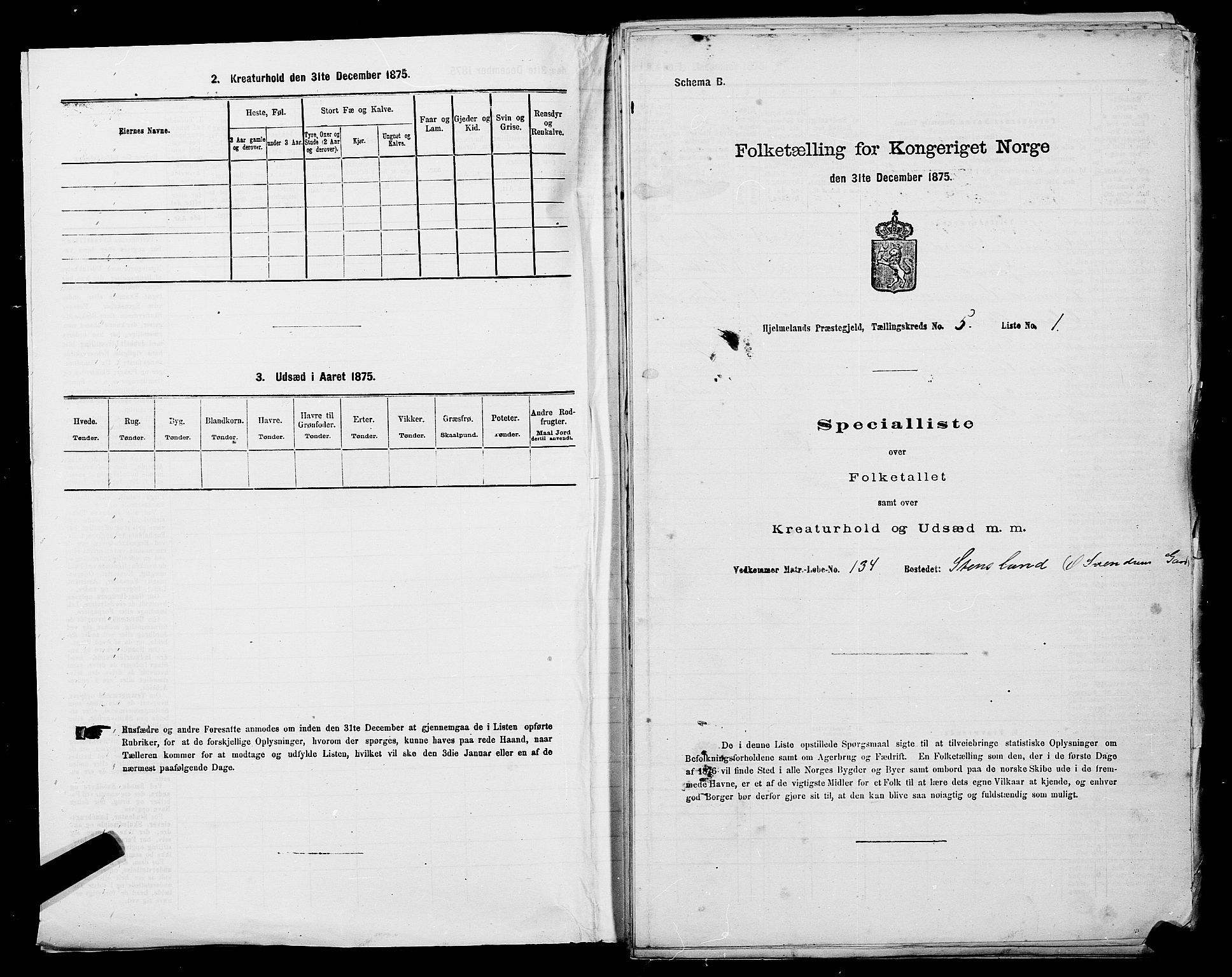 SAST, 1875 census for 1133P Hjelmeland, 1875, p. 577