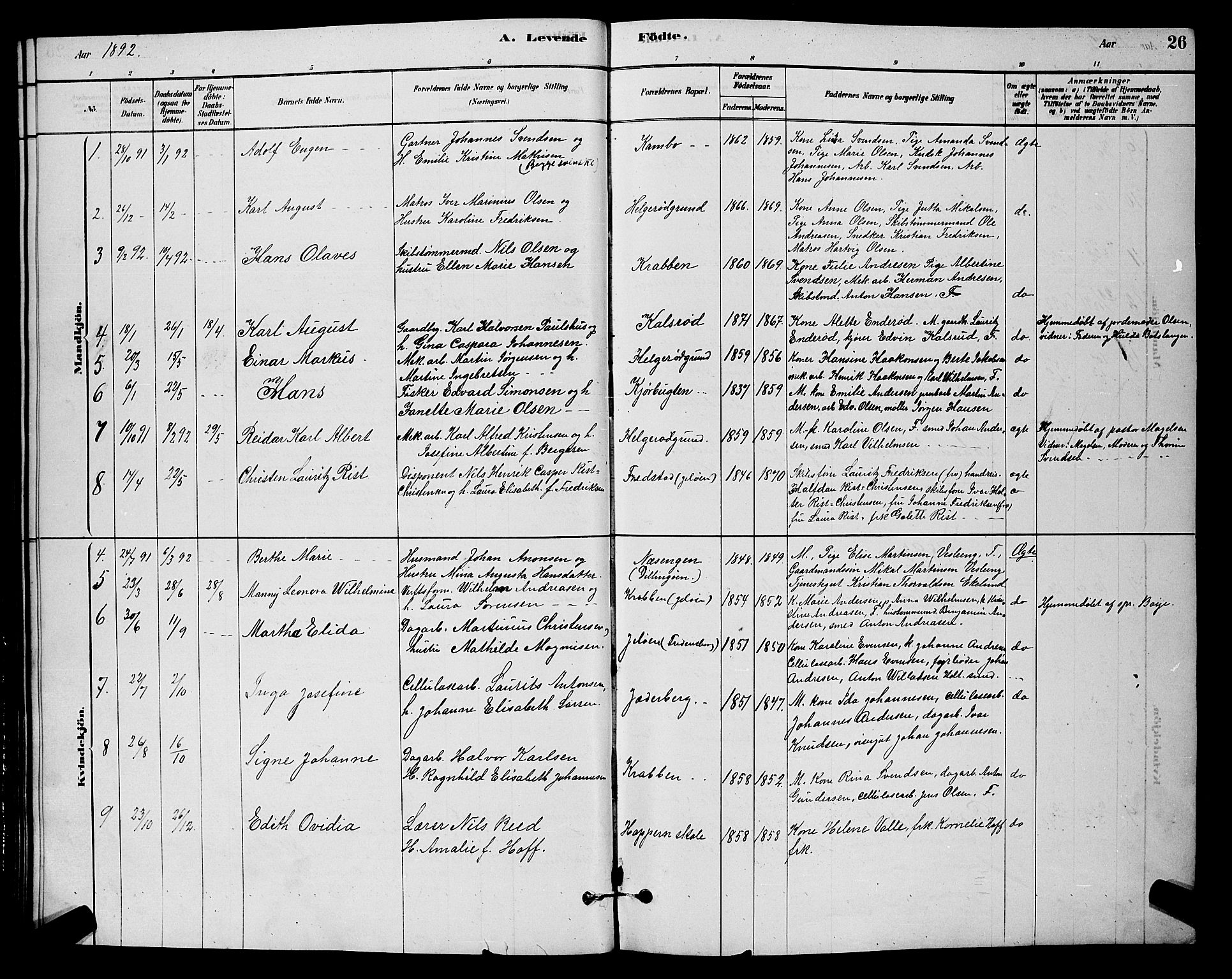 Moss prestekontor Kirkebøker, AV/SAO-A-2003/G/Gb/L0001: Parish register (copy) no. II 1, 1878-1900, p. 26