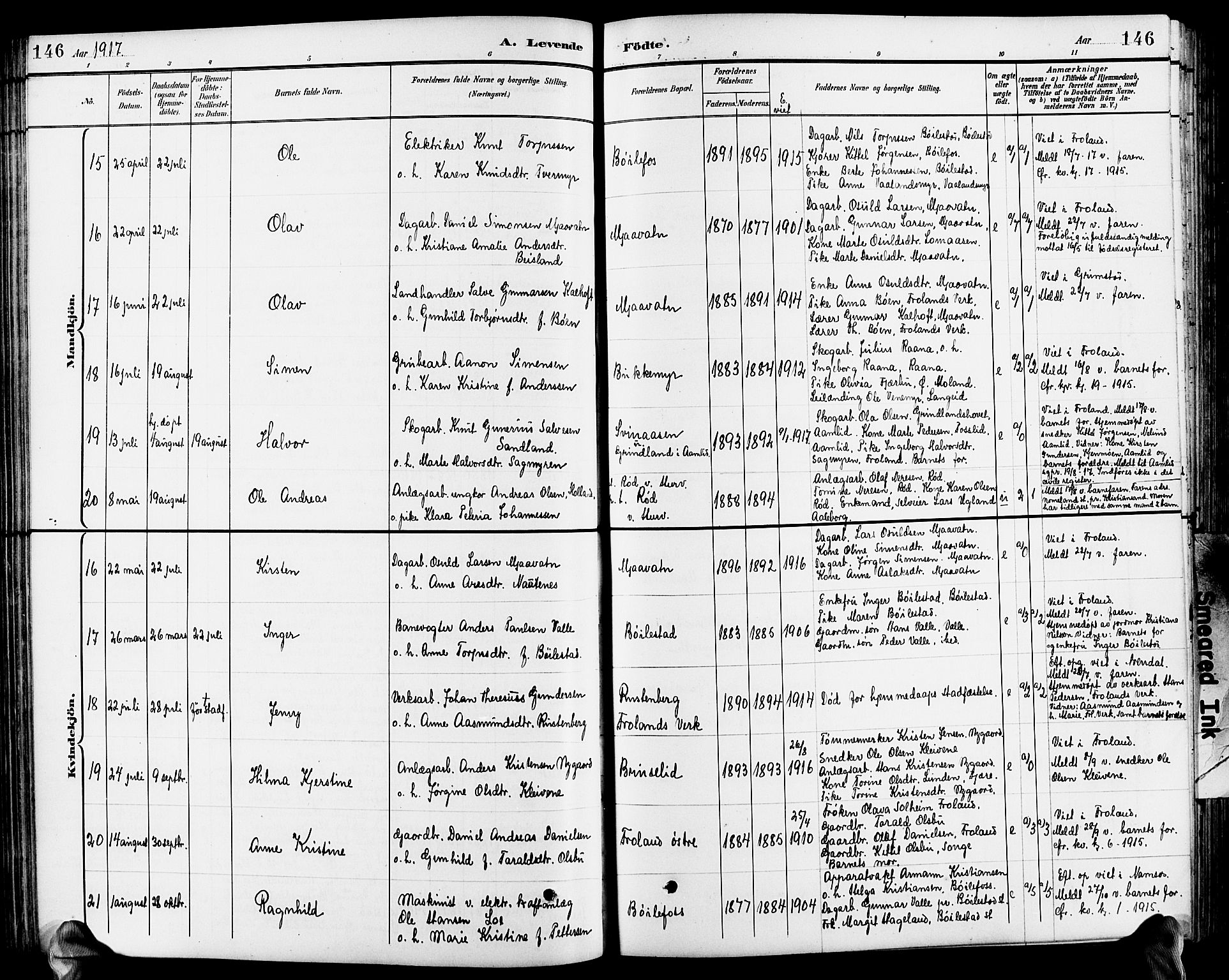 Froland sokneprestkontor, SAK/1111-0013/F/Fb/L0010: Parish register (copy) no. B 10, 1893-1920, p. 146