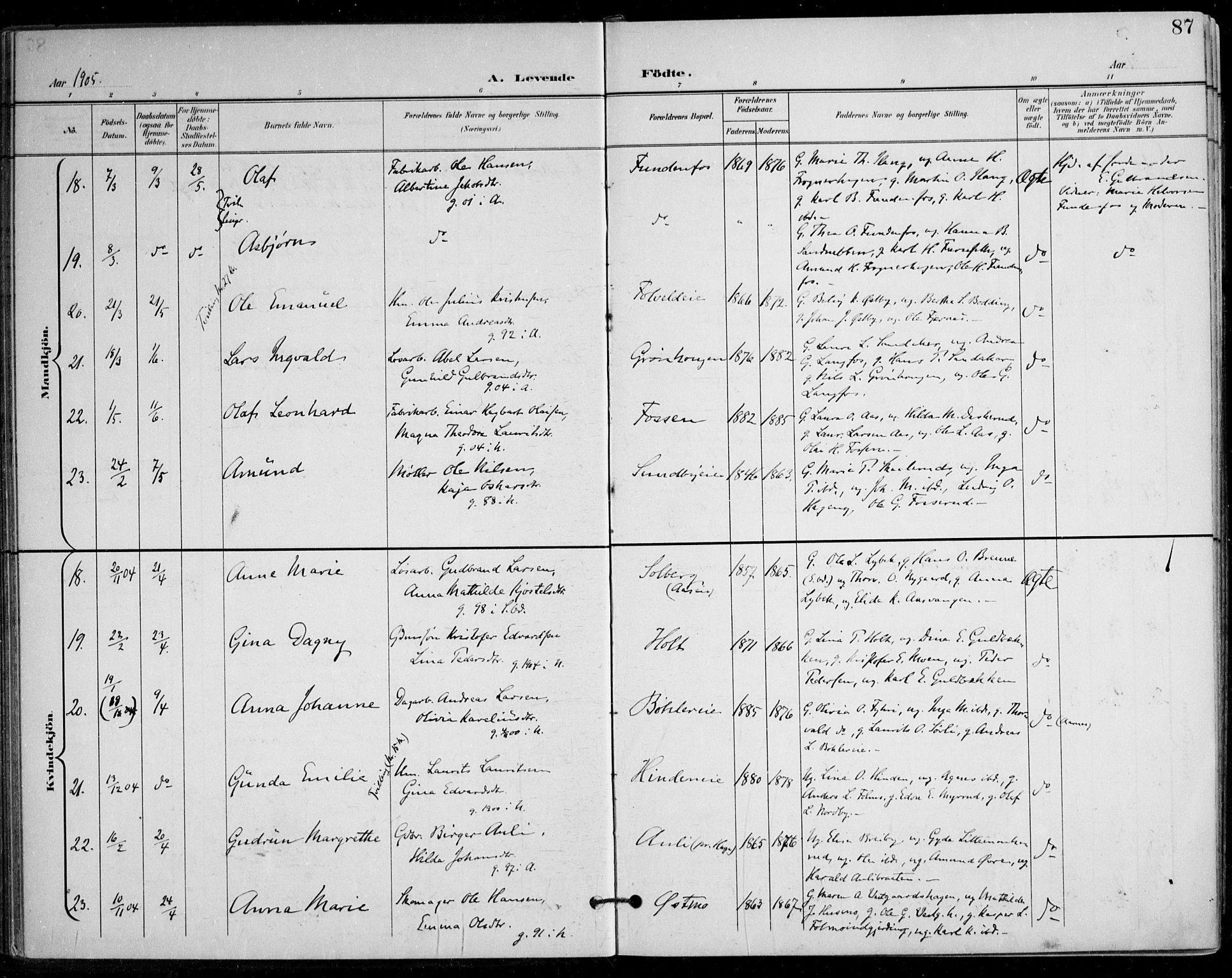 Nes prestekontor Kirkebøker, AV/SAO-A-10410/F/Fa/L0011: Parish register (official) no. I 11, 1899-1918, p. 87