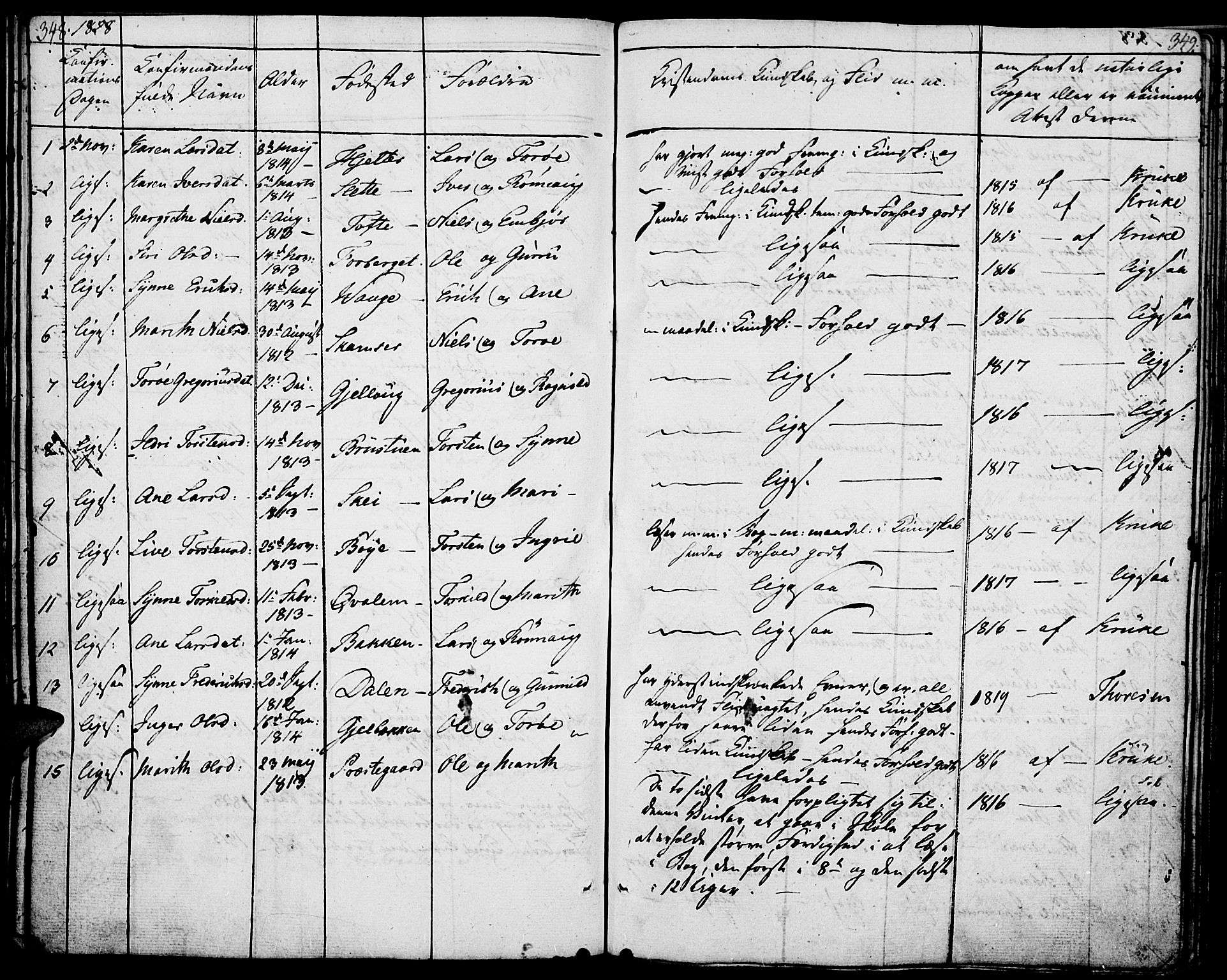 Lom prestekontor, AV/SAH-PREST-070/K/L0005: Parish register (official) no. 5, 1825-1837, p. 348-349