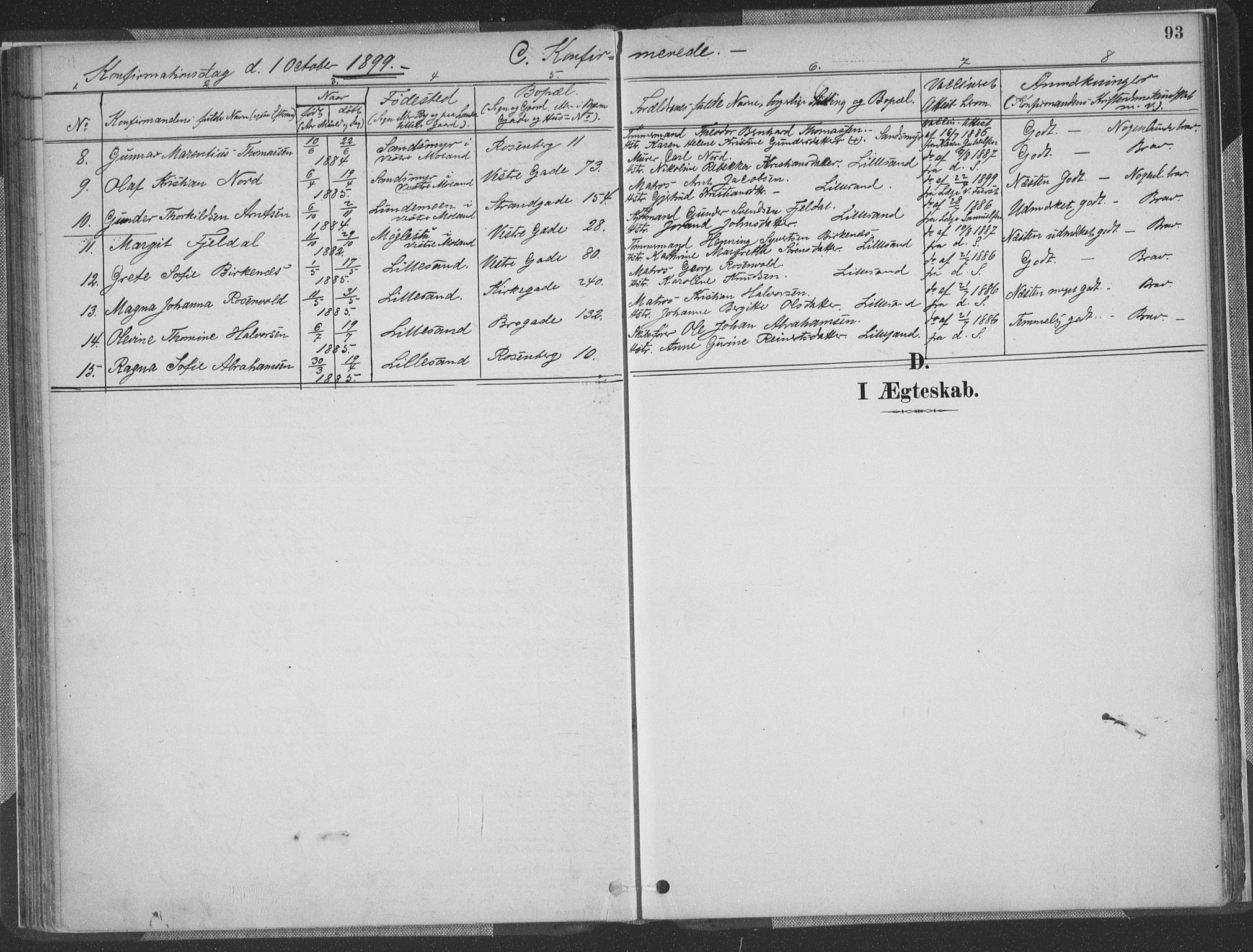 Vestre Moland sokneprestkontor, SAK/1111-0046/F/Fa/Faa/L0001: Parish register (official) no. A 1, 1884-1899, p. 93