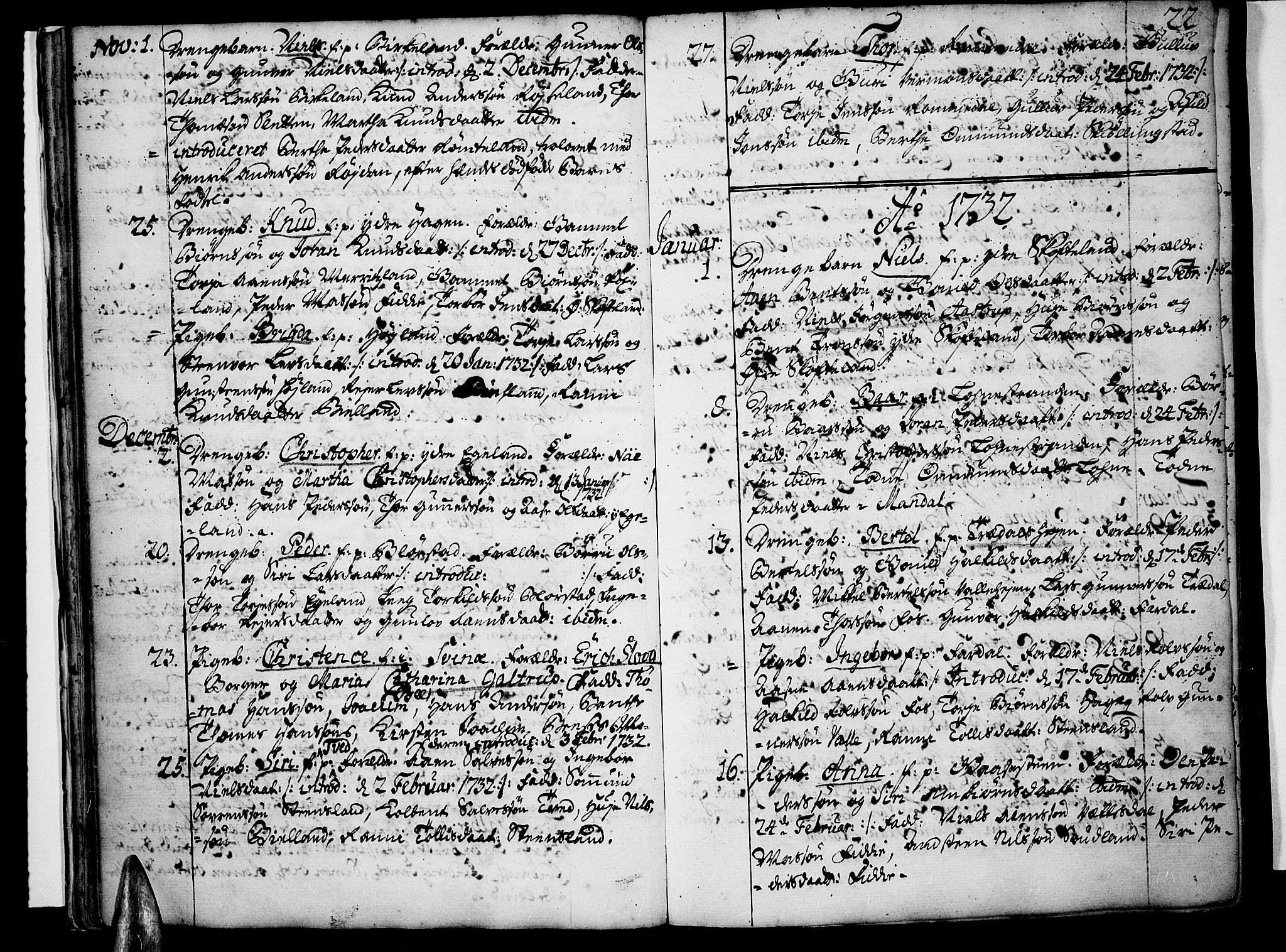 Sør-Audnedal sokneprestkontor, SAK/1111-0039/F/Fa/Fab/L0001: Parish register (official) no. A 1 /1, 1726-1766, p. 22