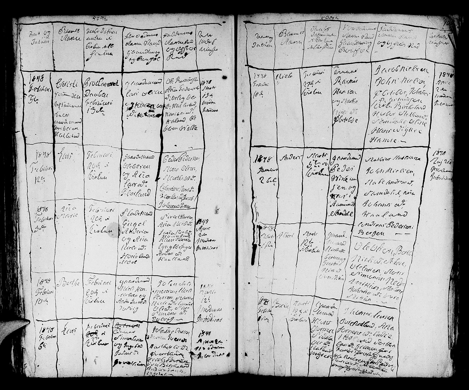 Fana Sokneprestembete, AV/SAB-A-75101/H/Hab/Habb/L0001: Parish register (copy) no. B 1, 1837-1855, p. 105