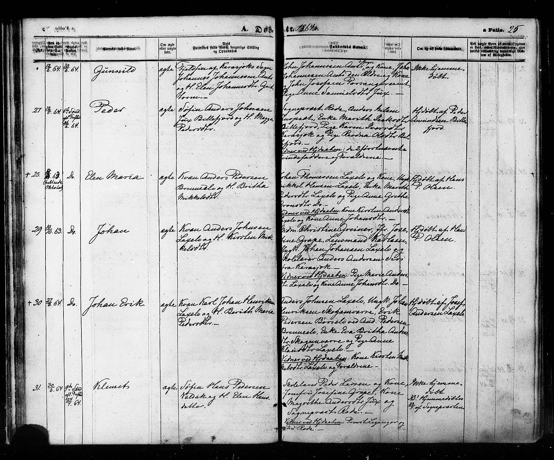 Kistrand/Porsanger sokneprestembete, AV/SATØ-S-1351/H/Ha/L0005.kirke: Parish register (official) no. 5, 1860-1874, p. 25