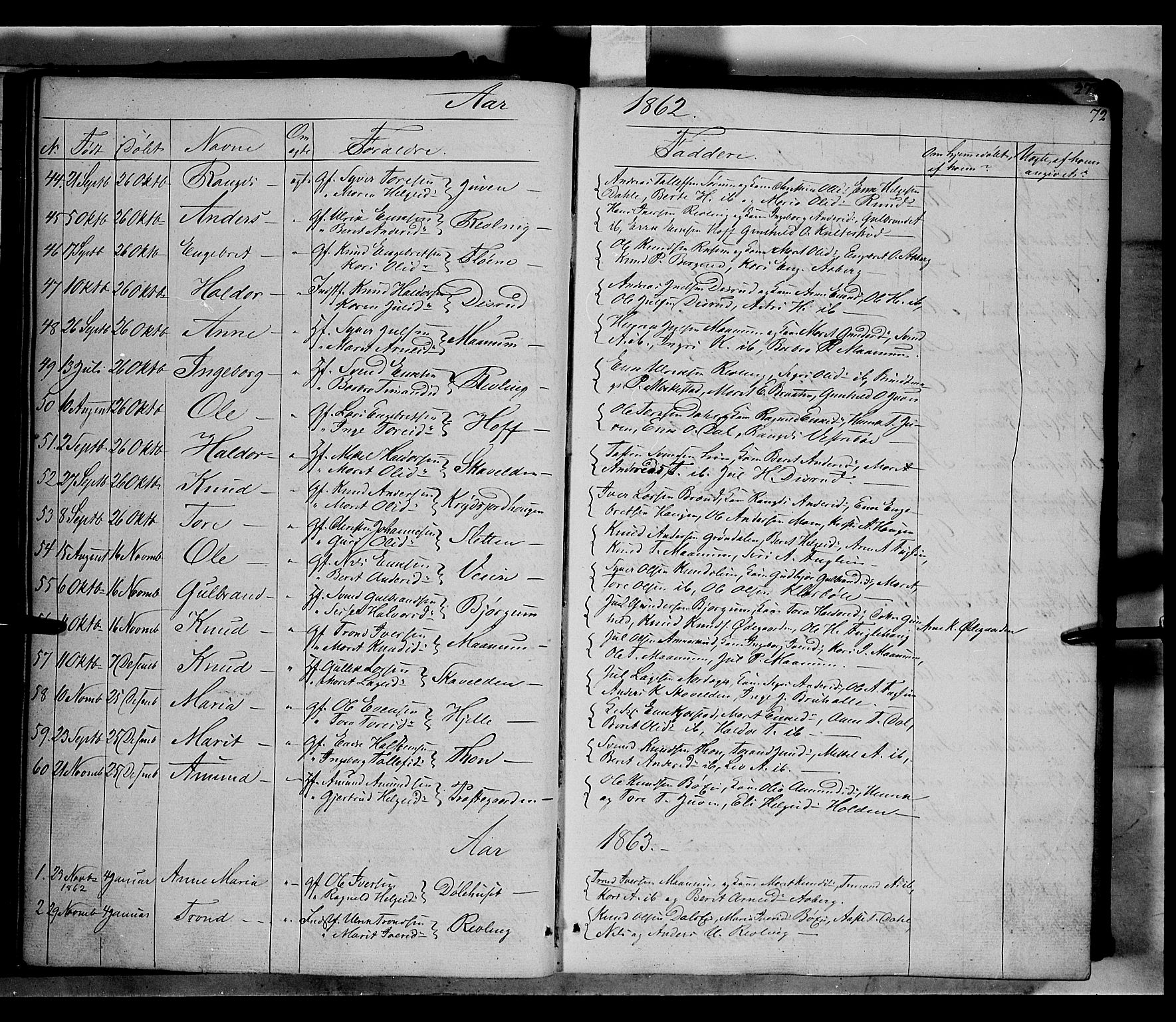 Nord-Aurdal prestekontor, AV/SAH-PREST-132/H/Ha/Haa/L0004: Parish register (official) no. 4, 1842-1863, p. 72