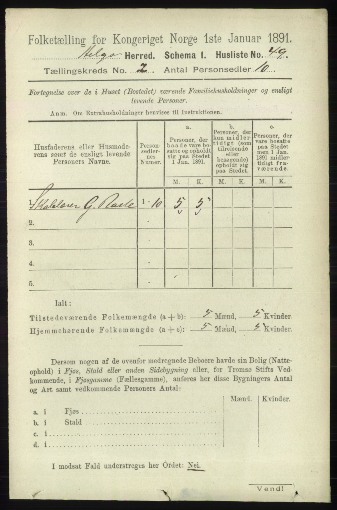 RA, 1891 census for 1935 Helgøy, 1891, p. 331