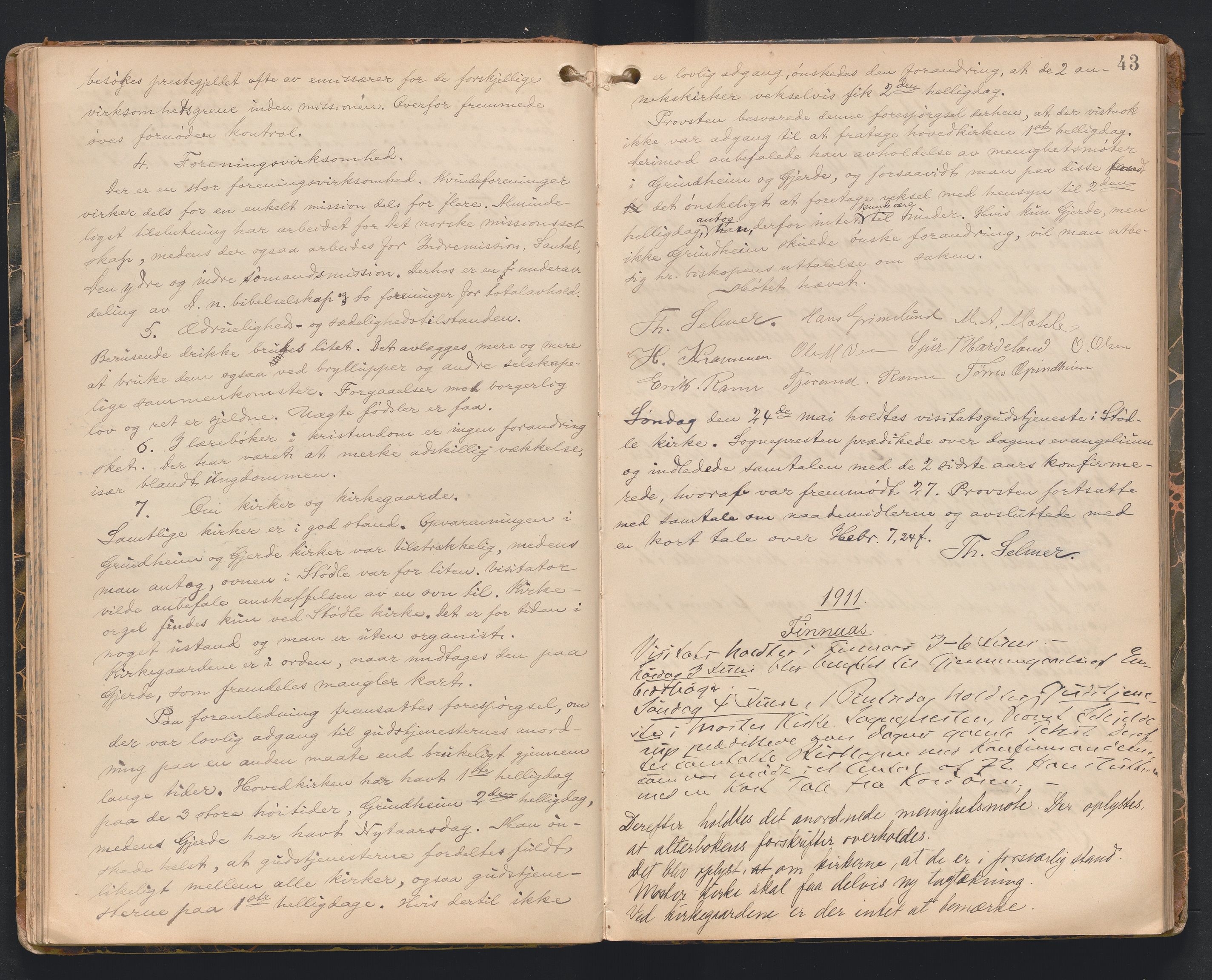 Søndre Sunnhordland prosti, AV/SAB-A-99913/F/L0002: Visitasprotokoll, 1895-1967, p. 42b-43a