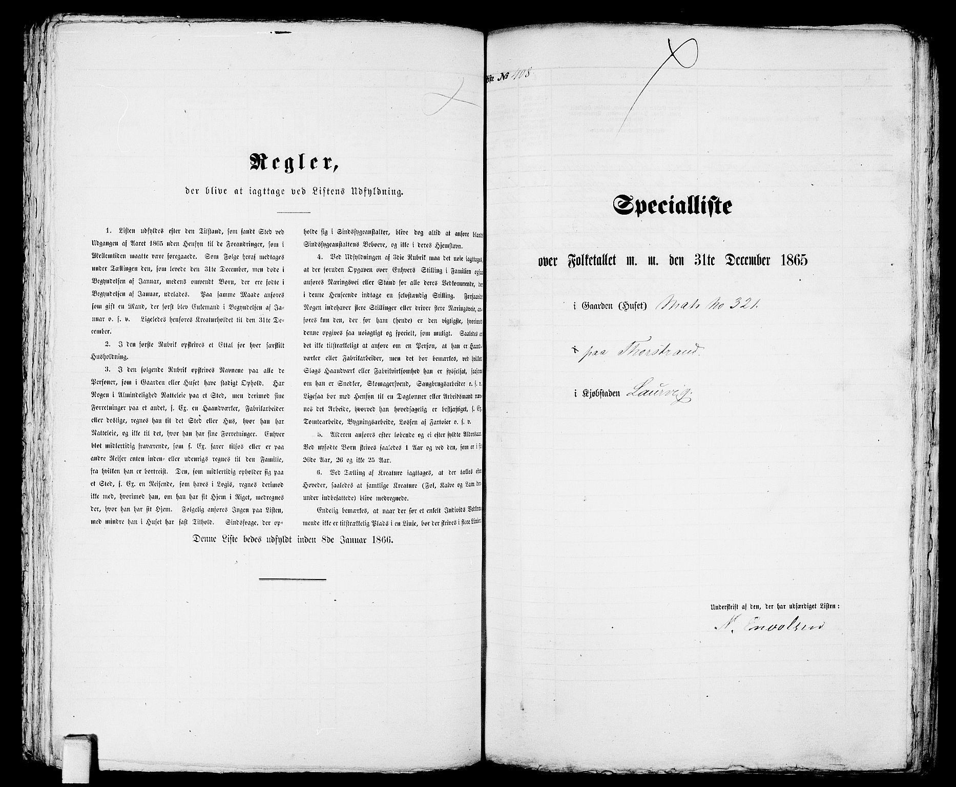 RA, 1865 census for Larvik, 1865, p. 840