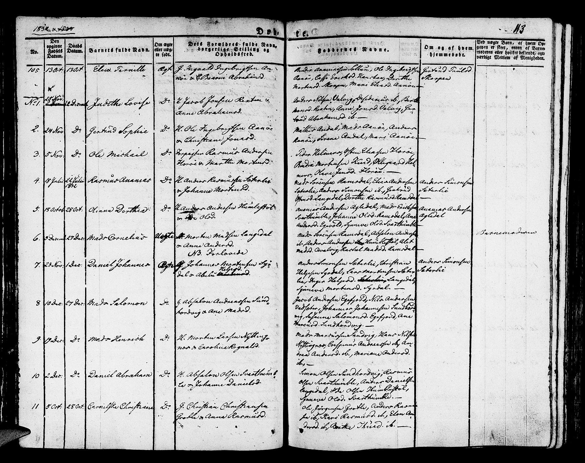 Kinn sokneprestembete, SAB/A-80801/H/Haa/Haaa/L0004/0001: Parish register (official) no. A 4I, 1822-1840, p. 113