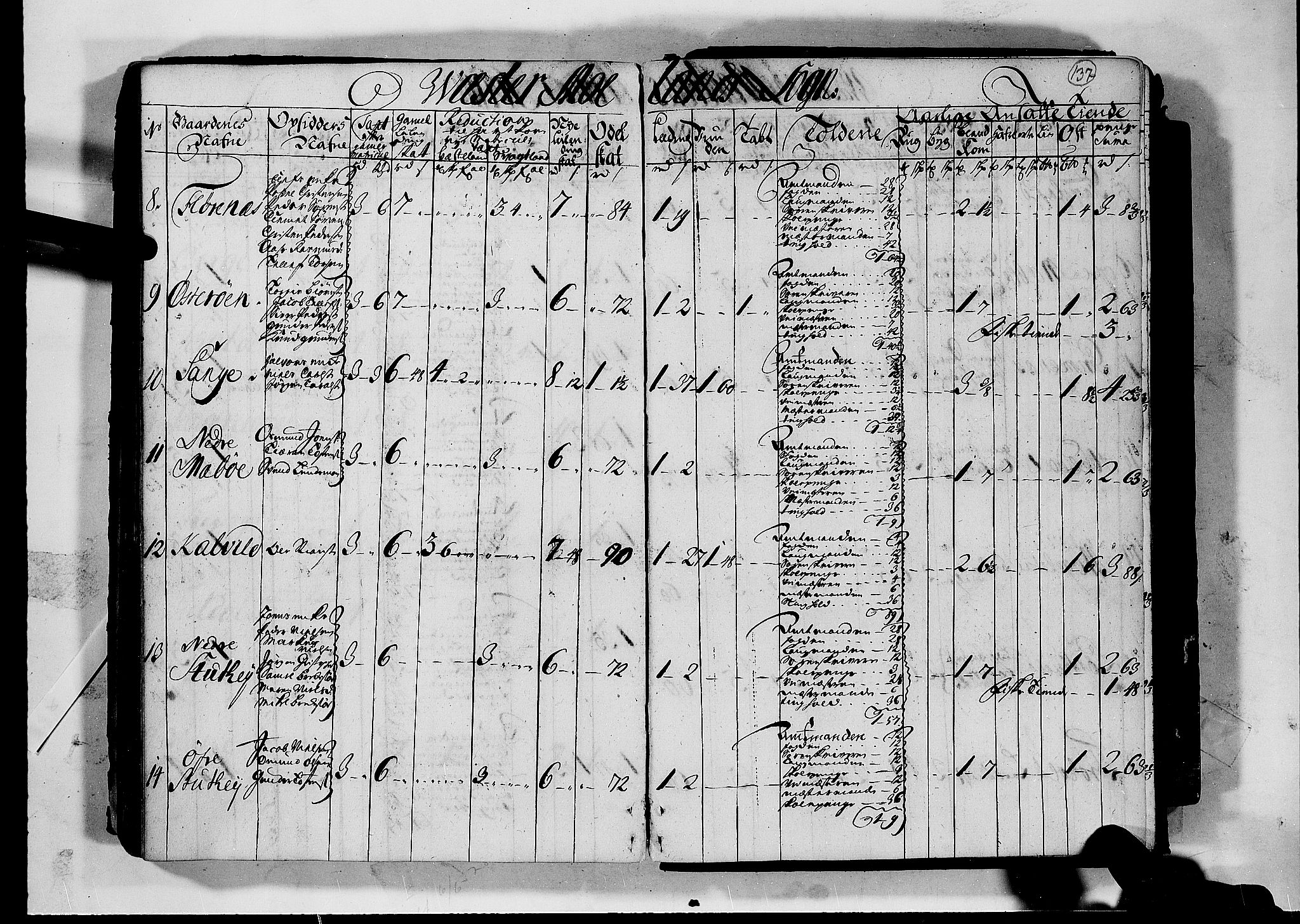 Rentekammeret inntil 1814, Realistisk ordnet avdeling, RA/EA-4070/N/Nb/Nbf/L0124: Nedenes matrikkelprotokoll, 1723, p. 136b-137a