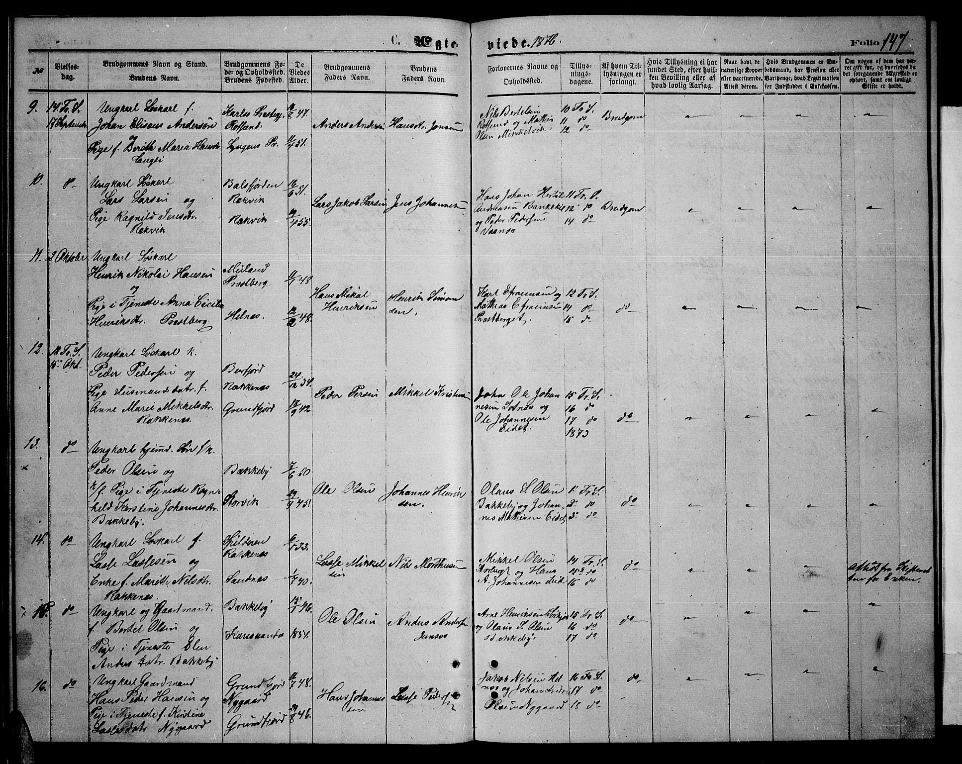 Skjervøy sokneprestkontor, AV/SATØ-S-1300/H/Ha/Hab/L0005klokker: Parish register (copy) no. 5, 1871-1877, p. 147