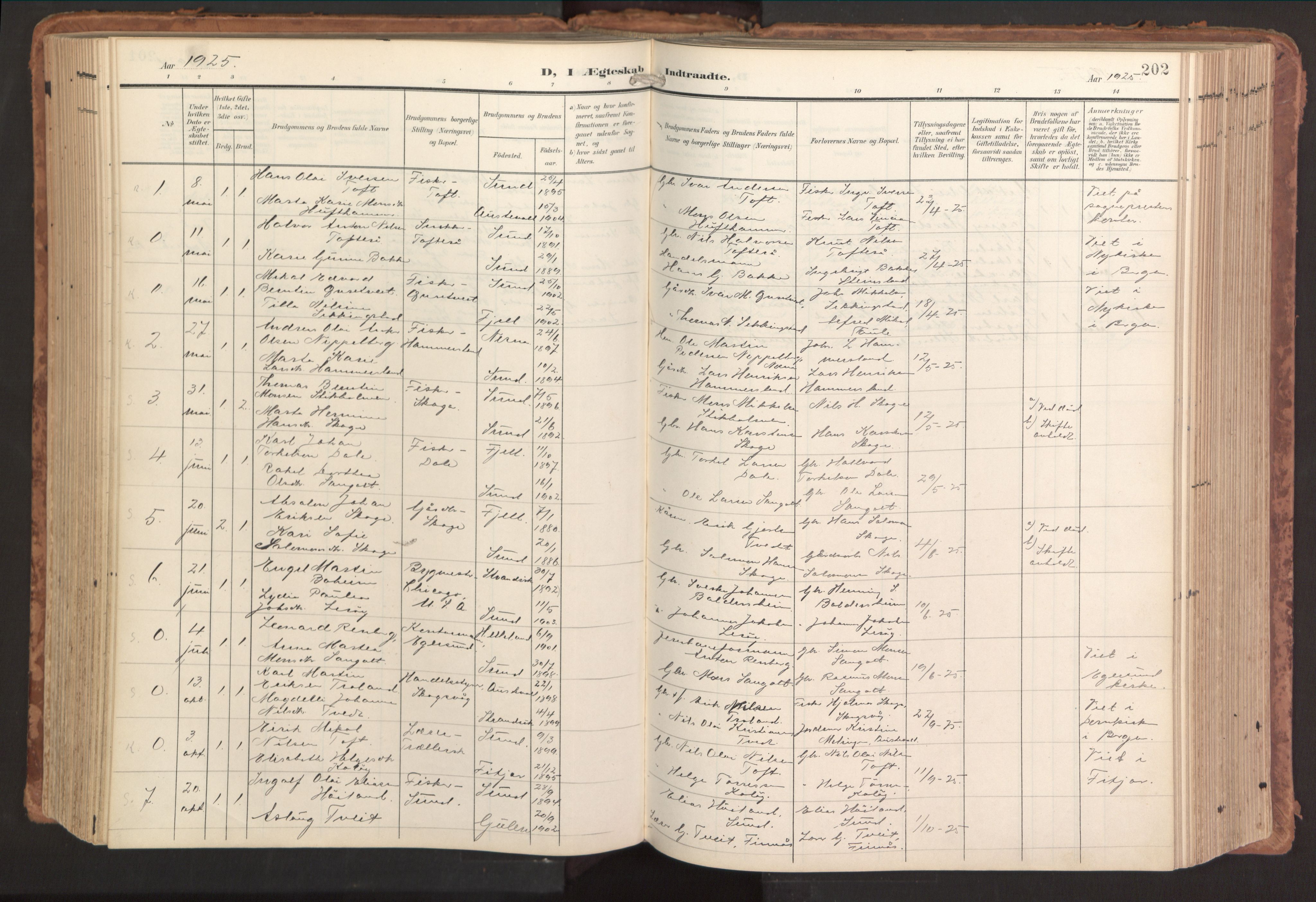 Sund sokneprestembete, SAB/A-99930: Parish register (official) no. B 2, 1907-1926, p. 202