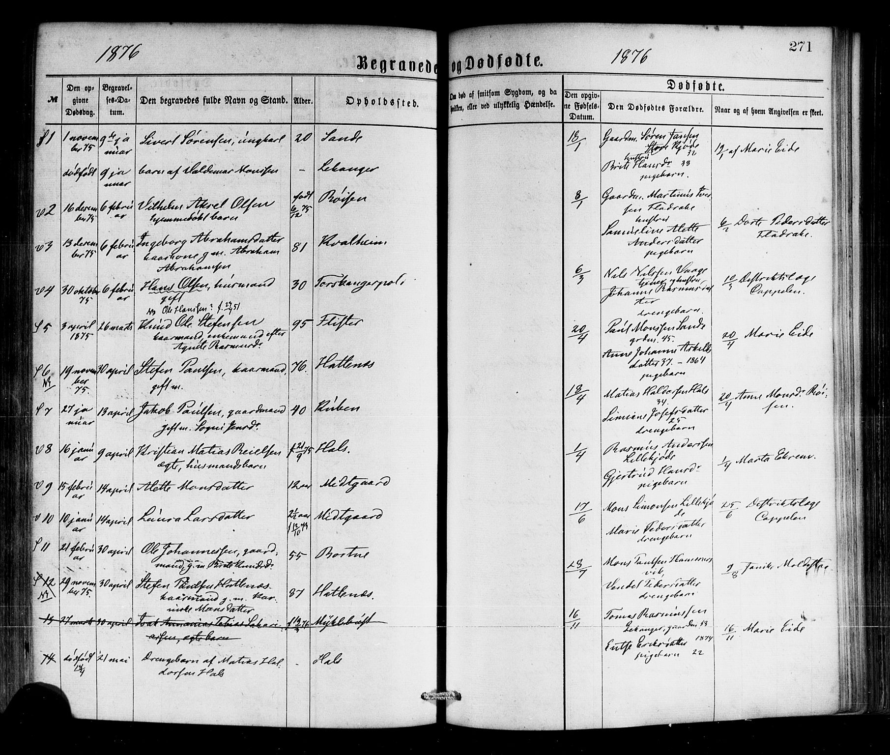 Selje sokneprestembete, SAB/A-99938/H/Ha/Haa/Haaa: Parish register (official) no. A 12, 1870-1880, p. 271