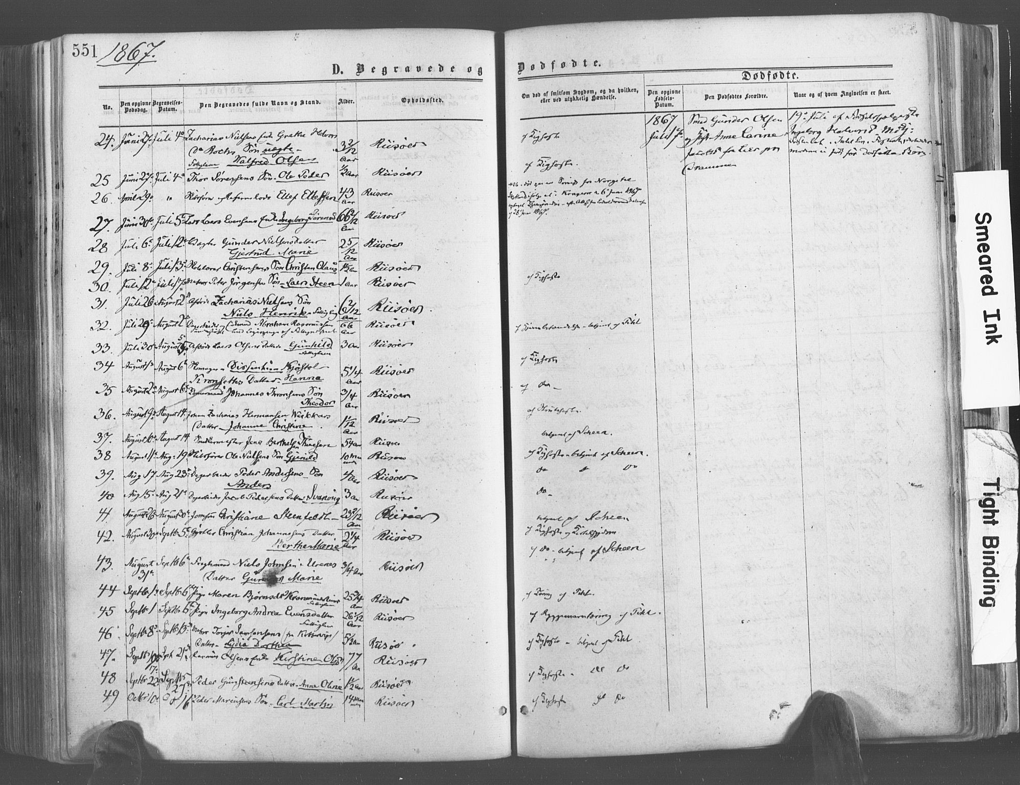 Risør sokneprestkontor, SAK/1111-0035/F/Fa/L0004: Parish register (official) no. A 4, 1865-1882, p. 551