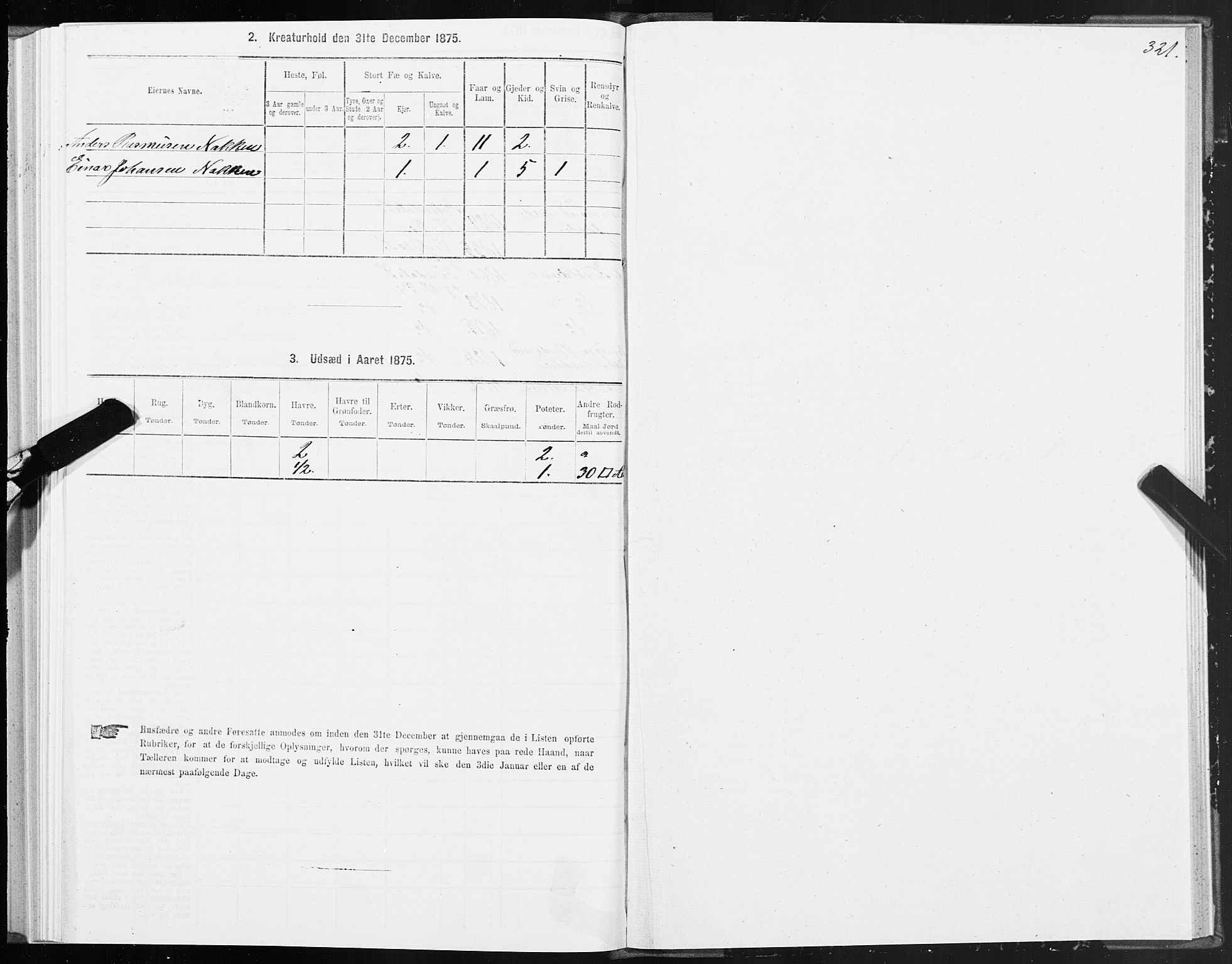 SAT, 1875 census for 1535P Vestnes, 1875, p. 3321